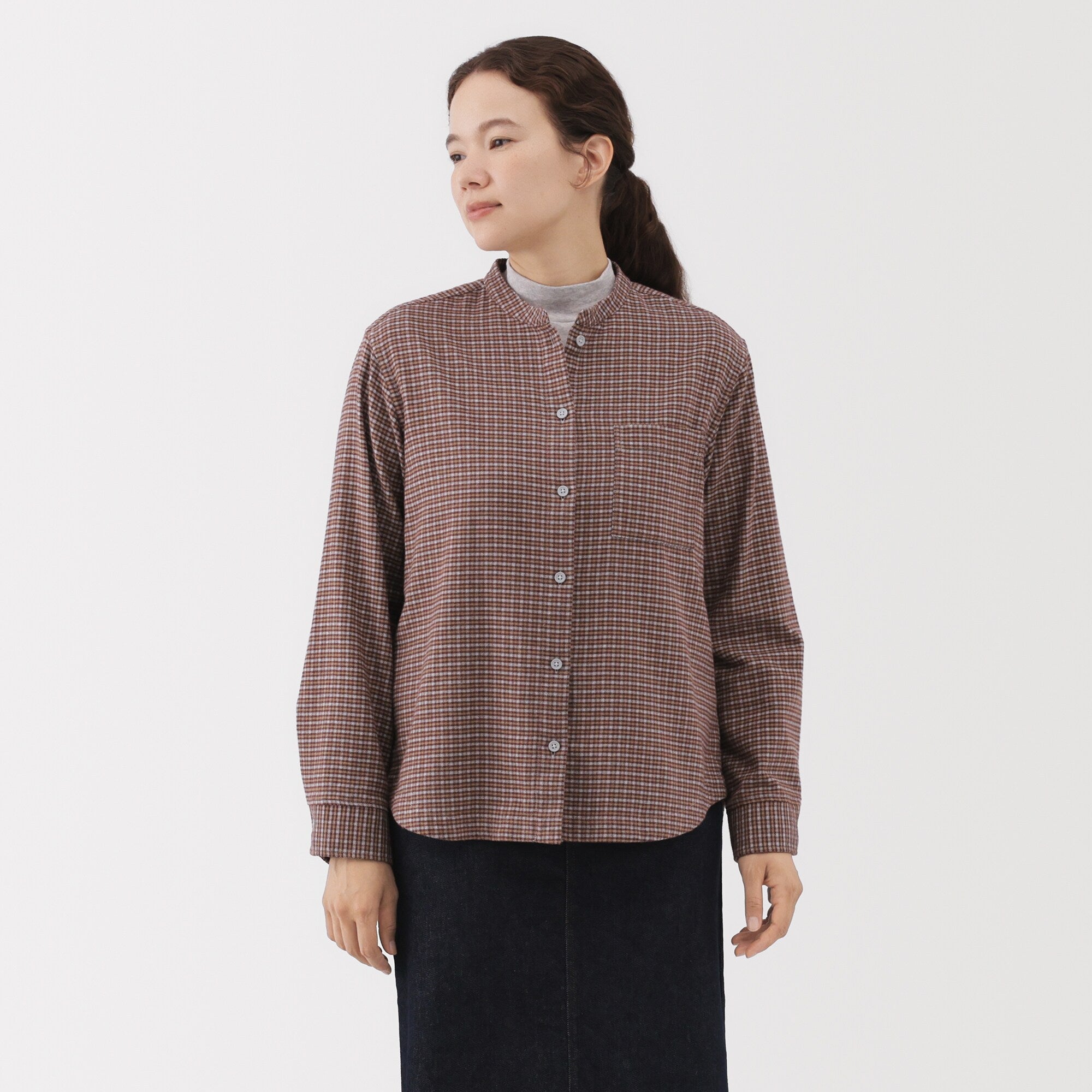 Flannel Stand Collar Shirt