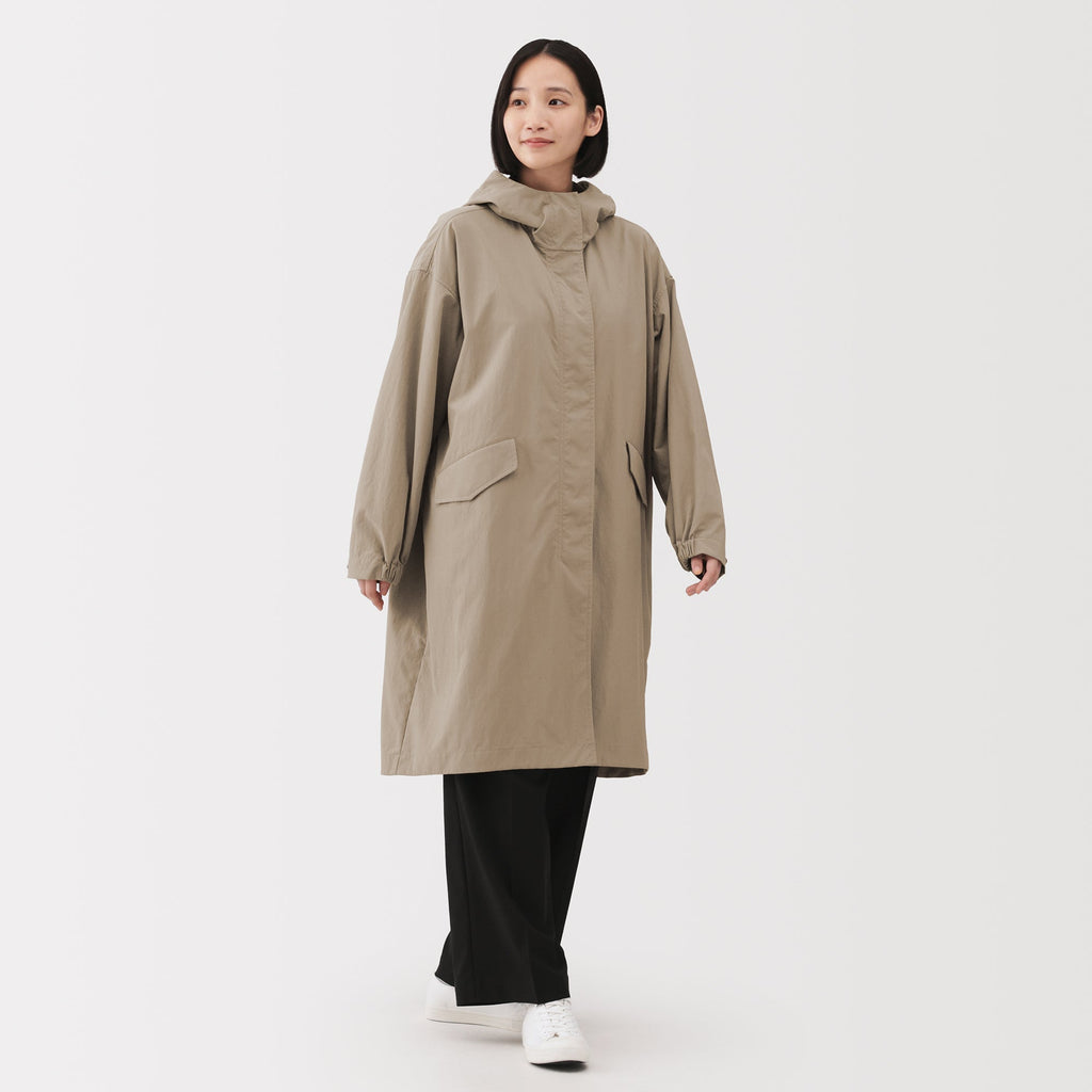 Water-Repellent Hooded Long Coat