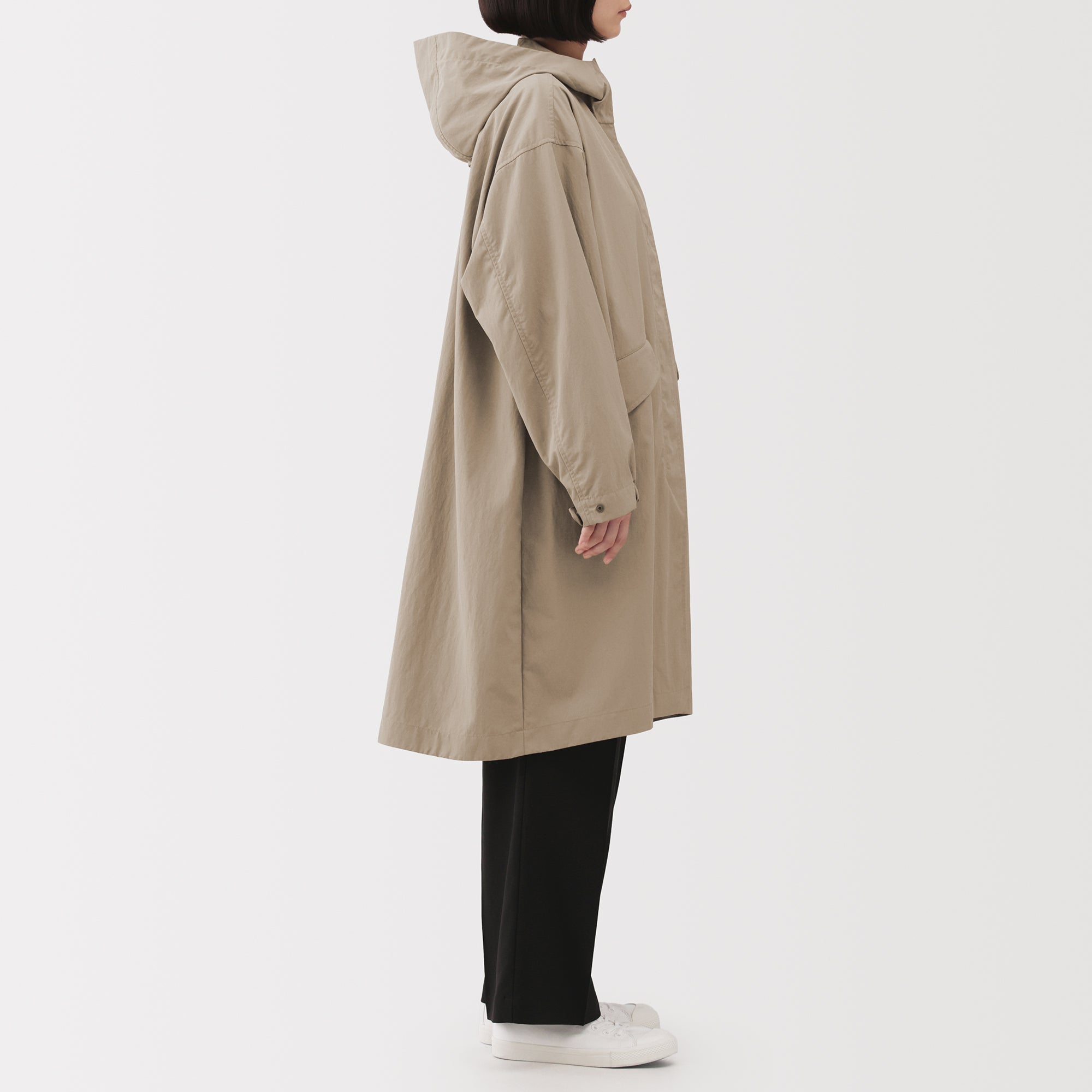 Water-Repellent Hooded Long Coat