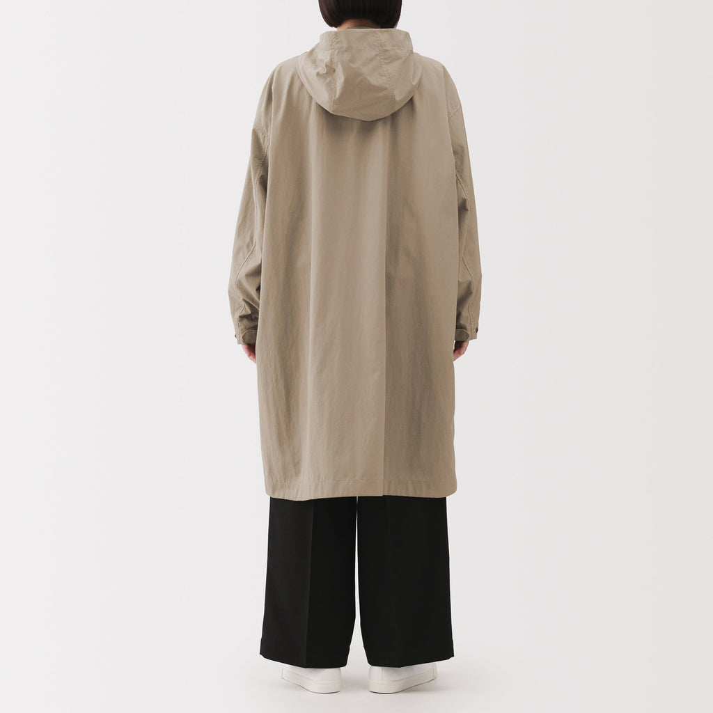 Water-Repellent Hooded Long Coat