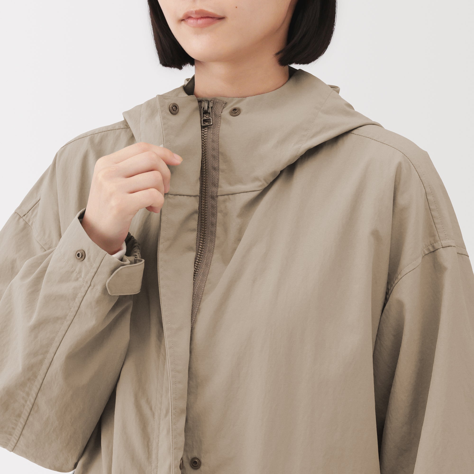 Water-Repellent Hooded Long Coat