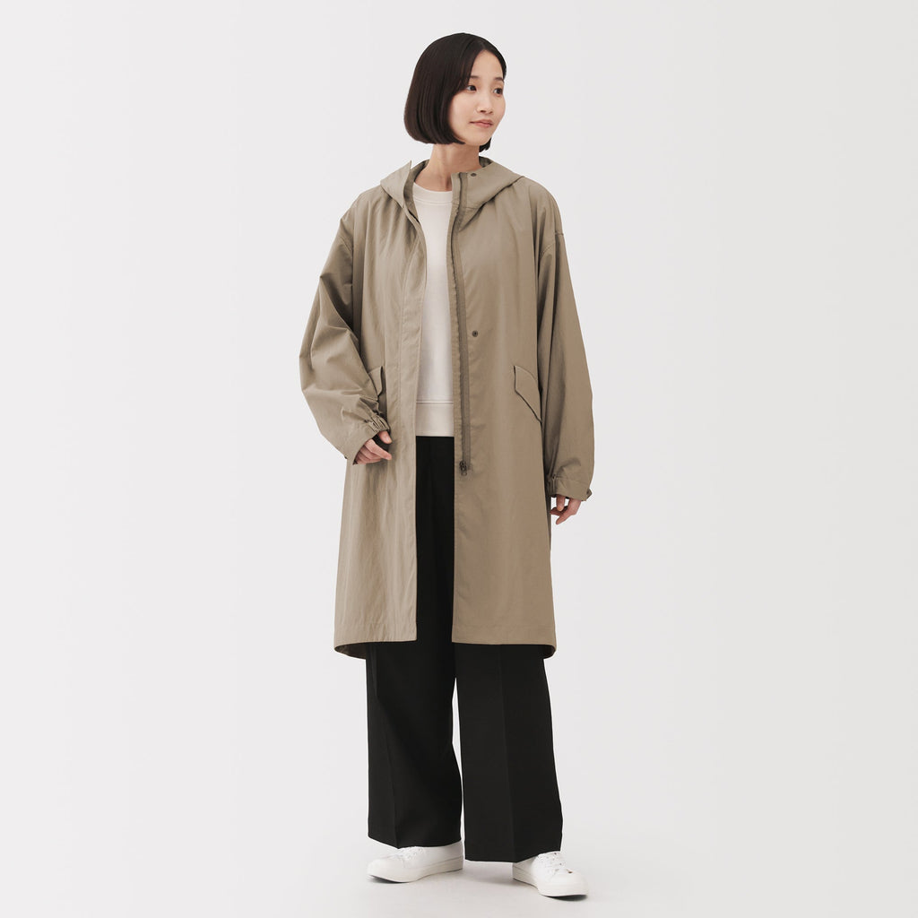 Water-Repellent Hooded Long Coat