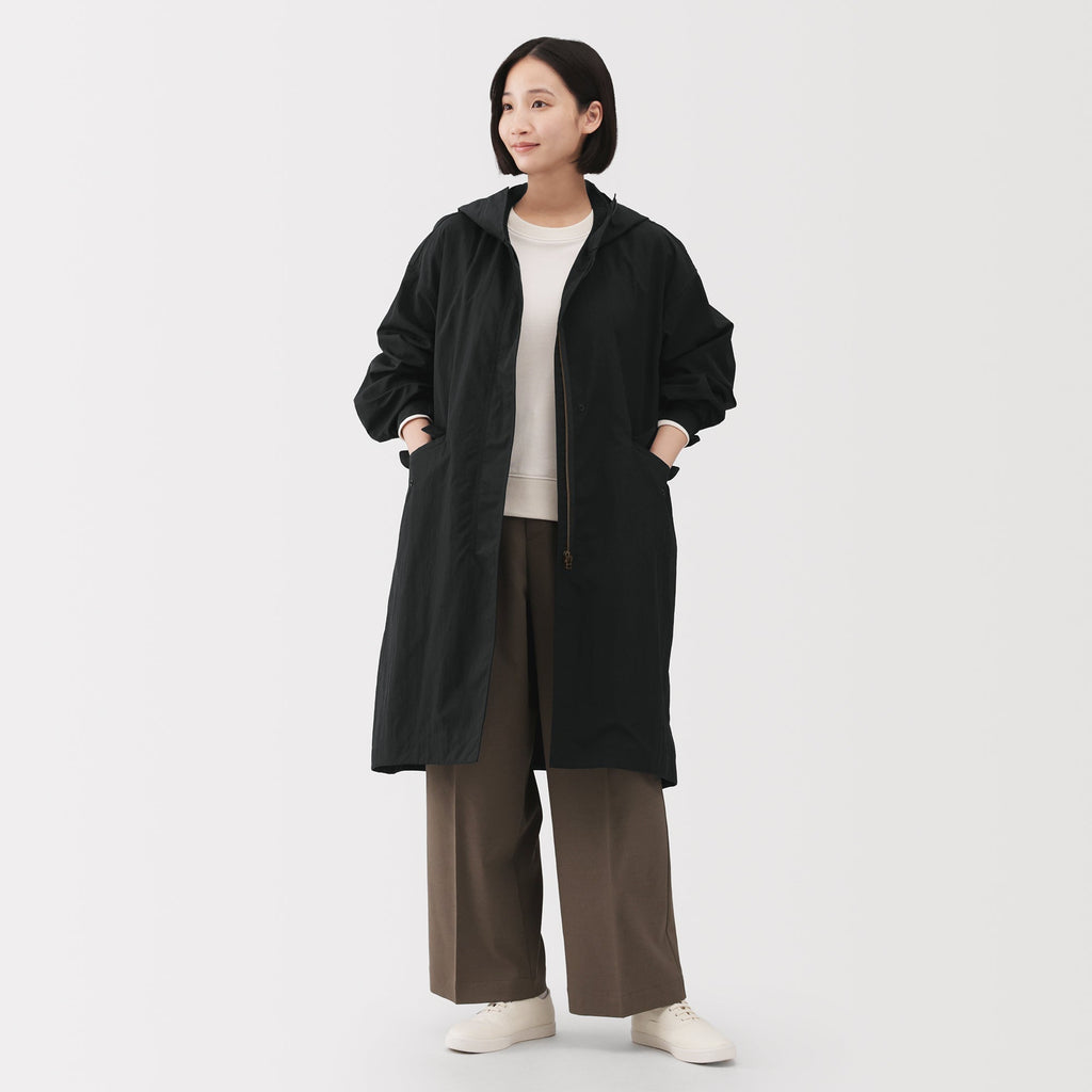 Water-Repellent Hooded Long Coat