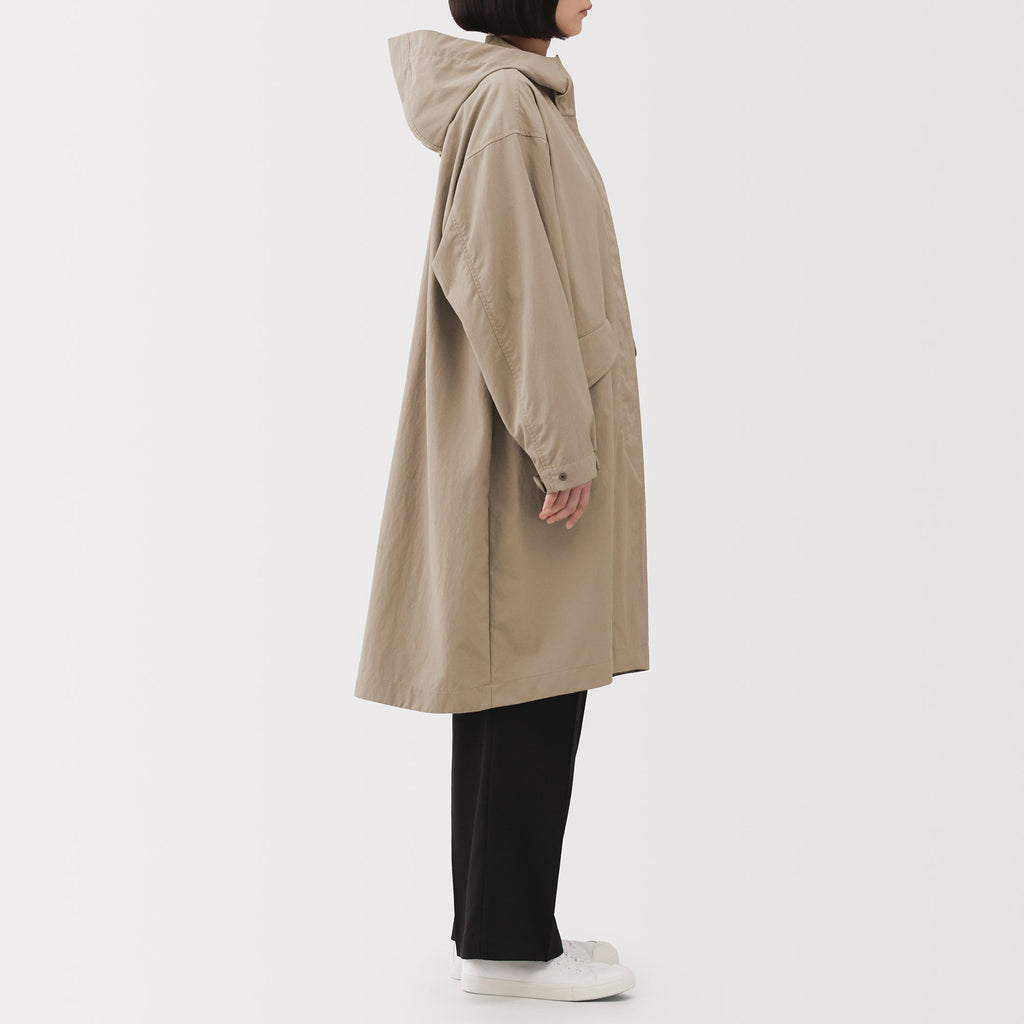 Water-Repellent Hooded Long Coat