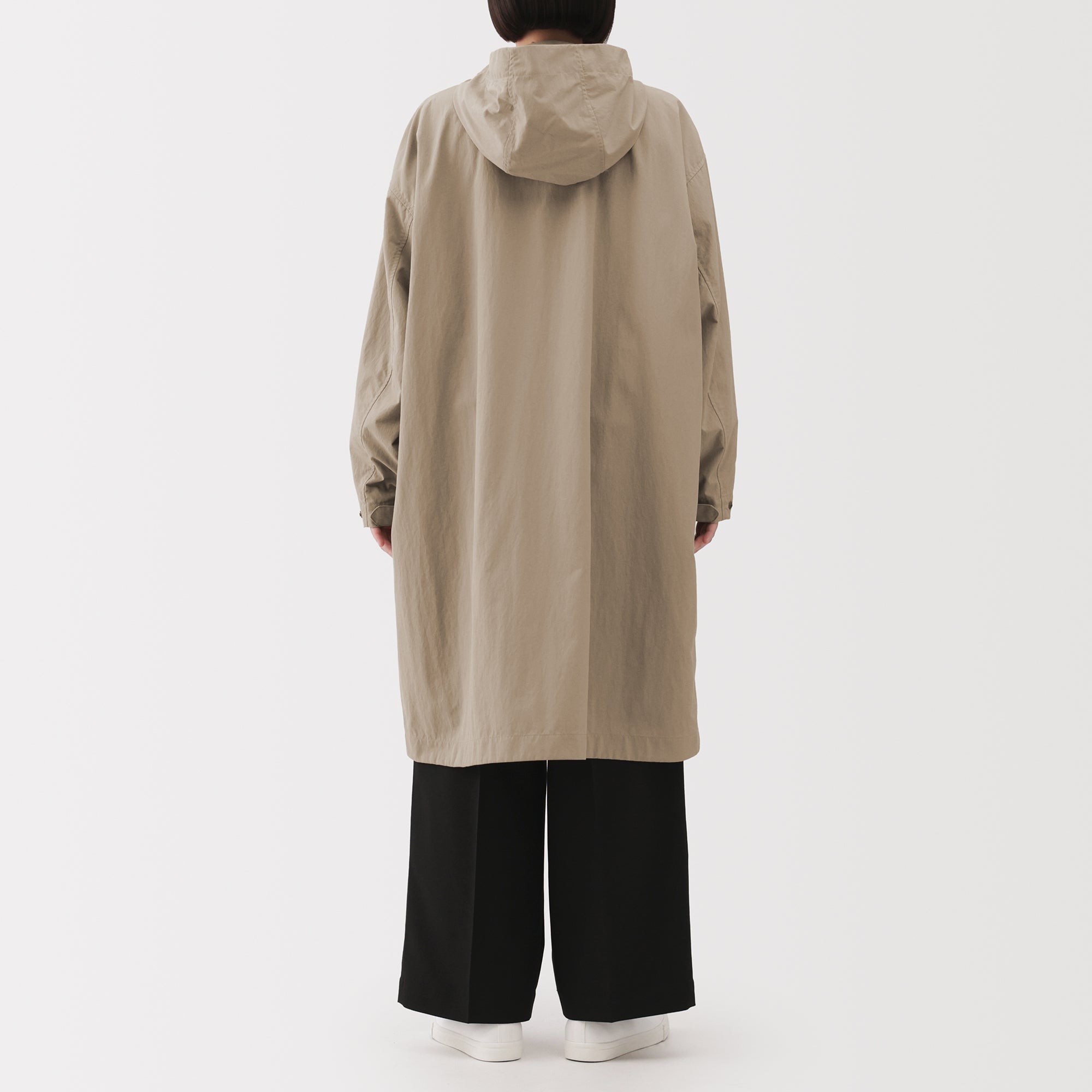 Water-Repellent Hooded Long Coat