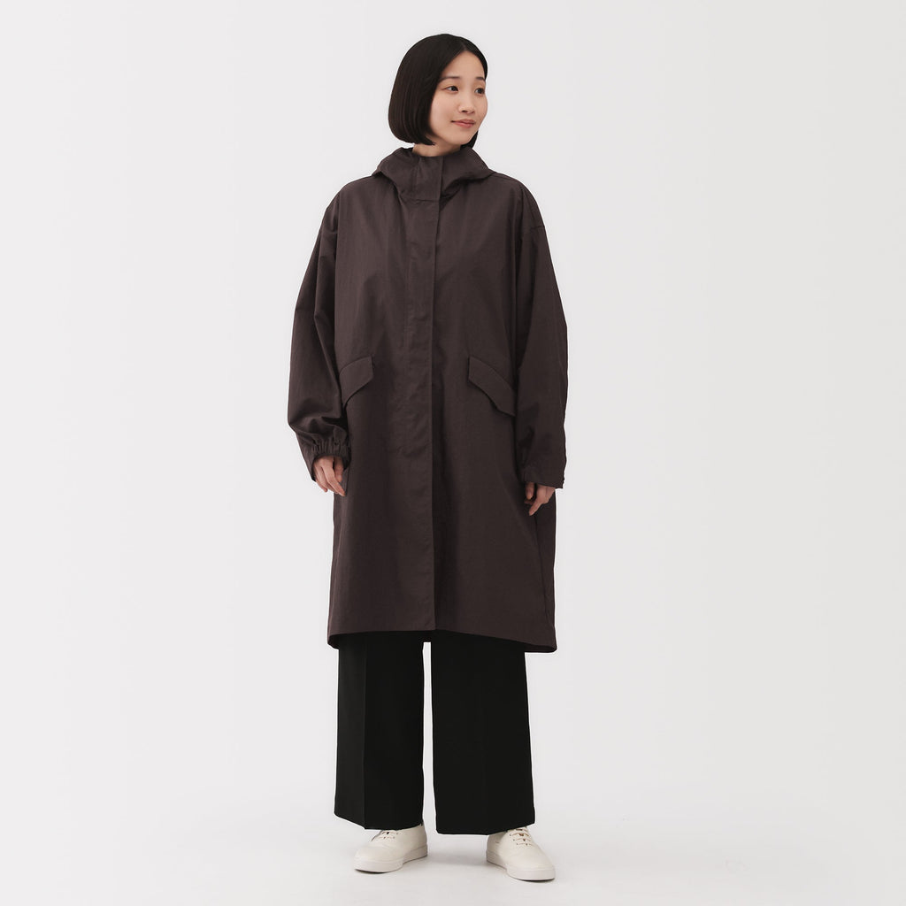 Water-Repellent Hooded Long Coat