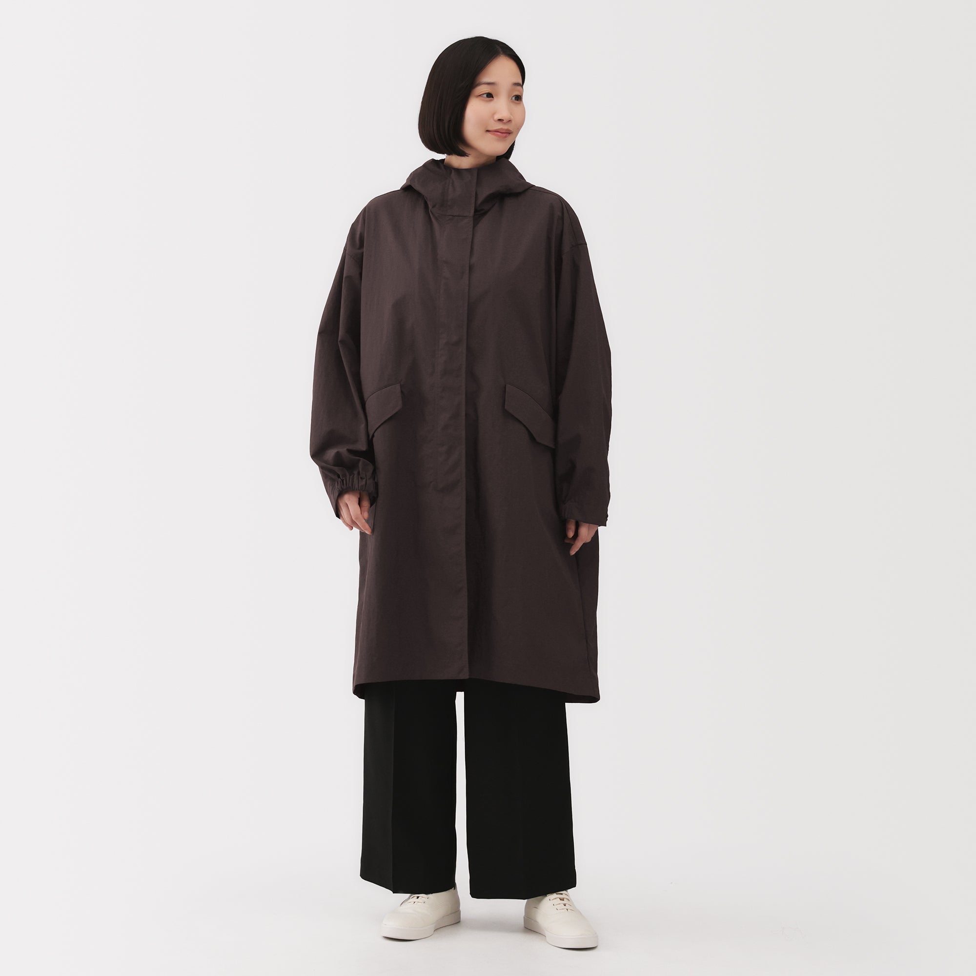 Water-Repellent Hooded Long Coat