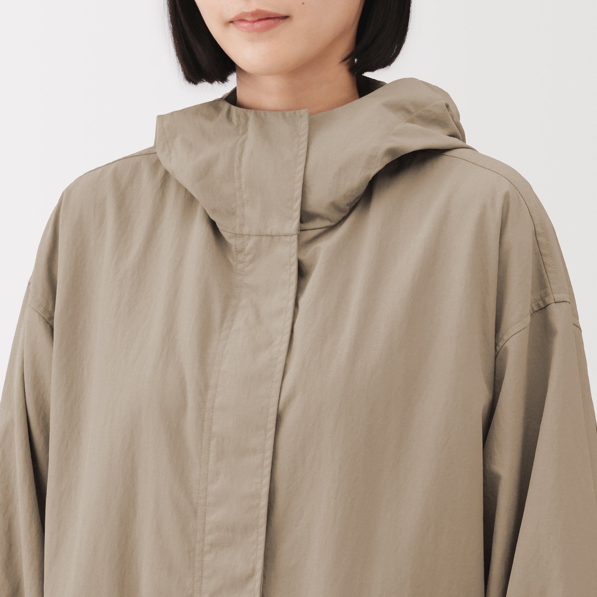 Water-Repellent Hooded Long Coat