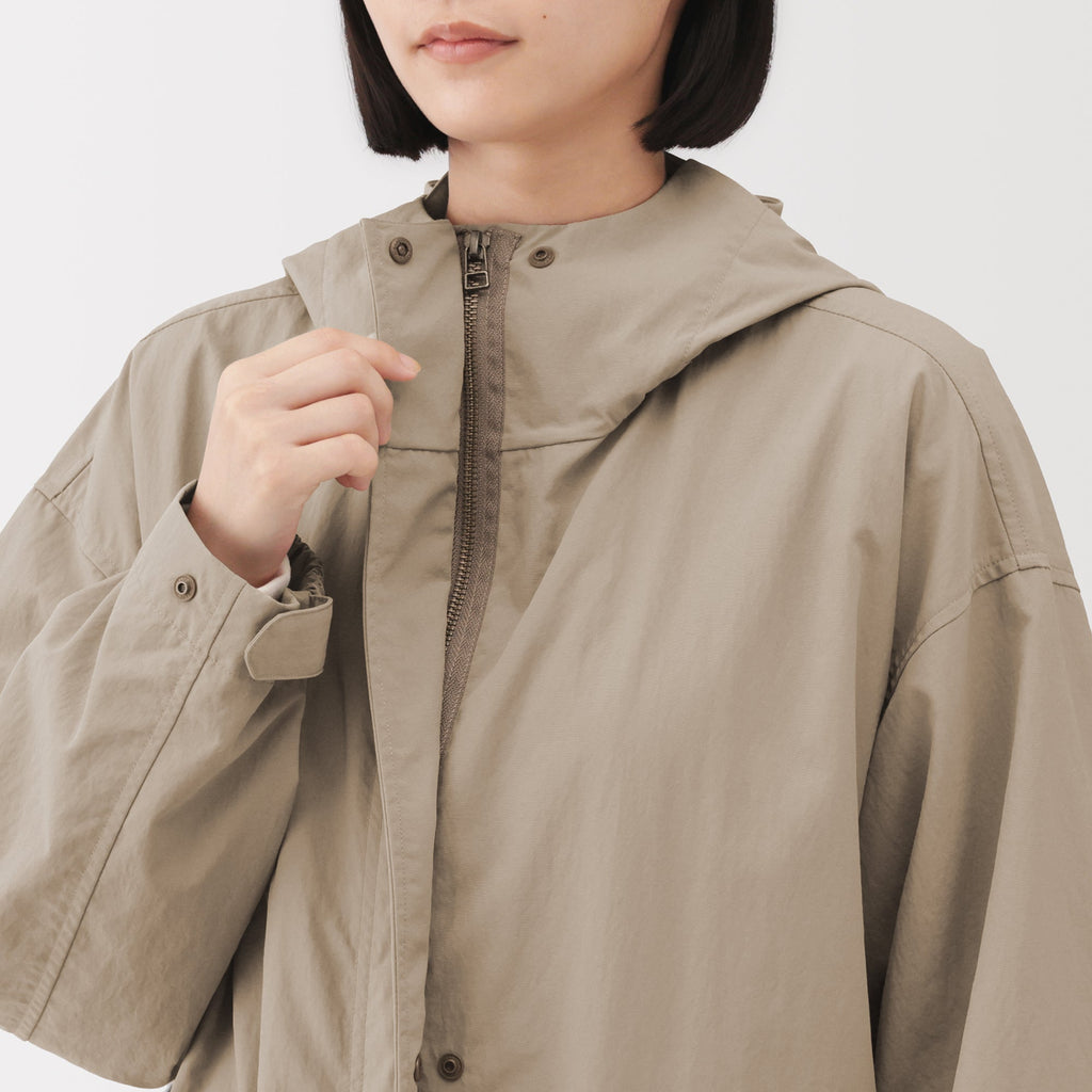 Water-Repellent Hooded Long Coat