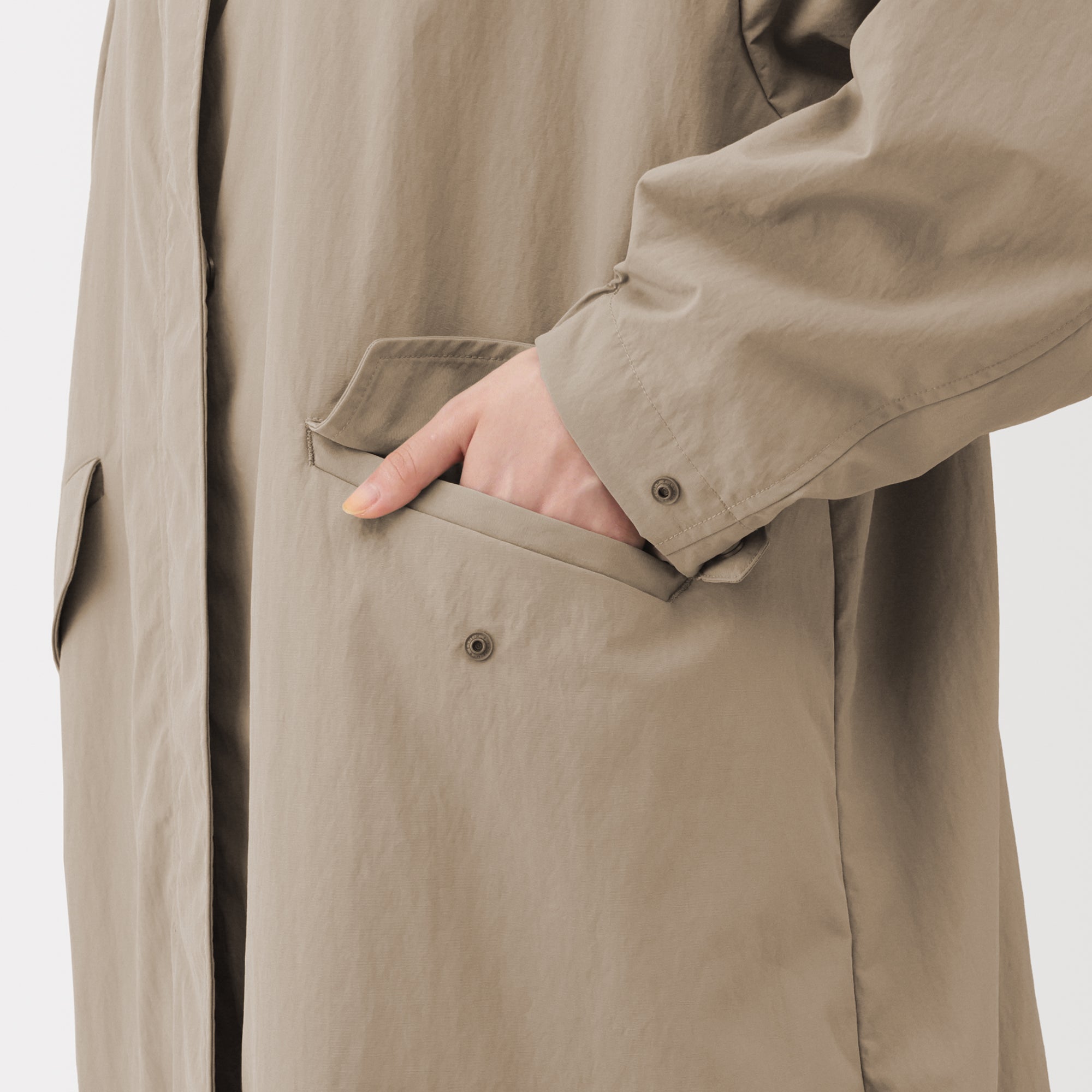 Water-Repellent Hooded Long Coat