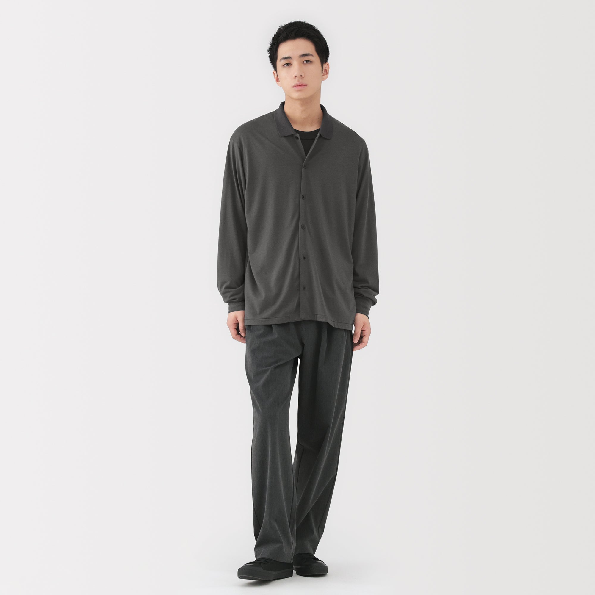 Wool Blend Shirt Cardigan