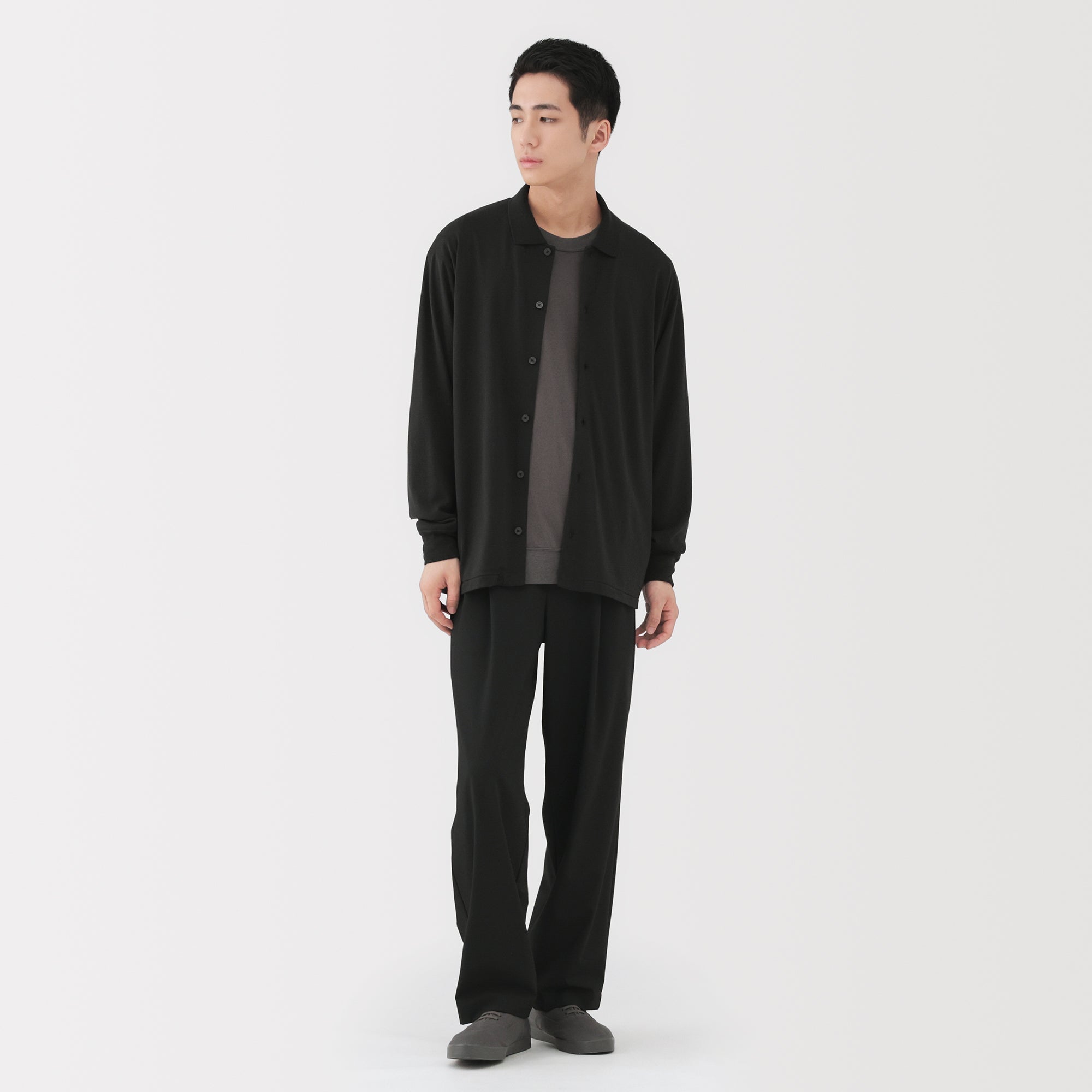 Wool Blend Shirt Cardigan