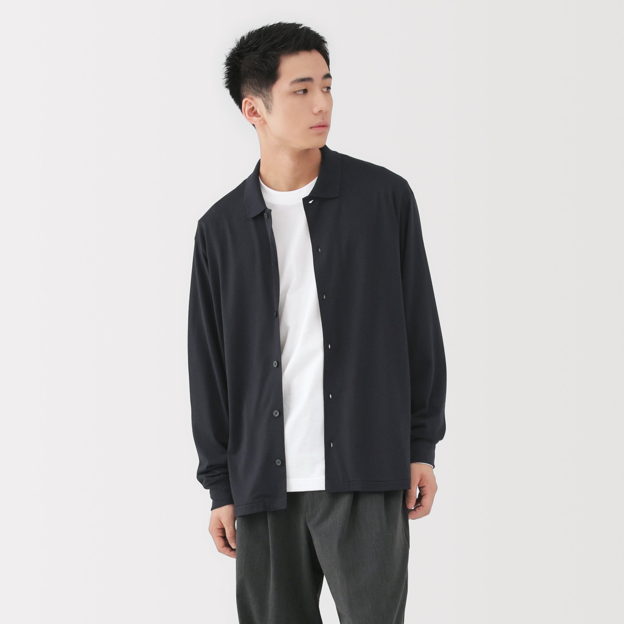 Wool Blend Shirt Cardigan
