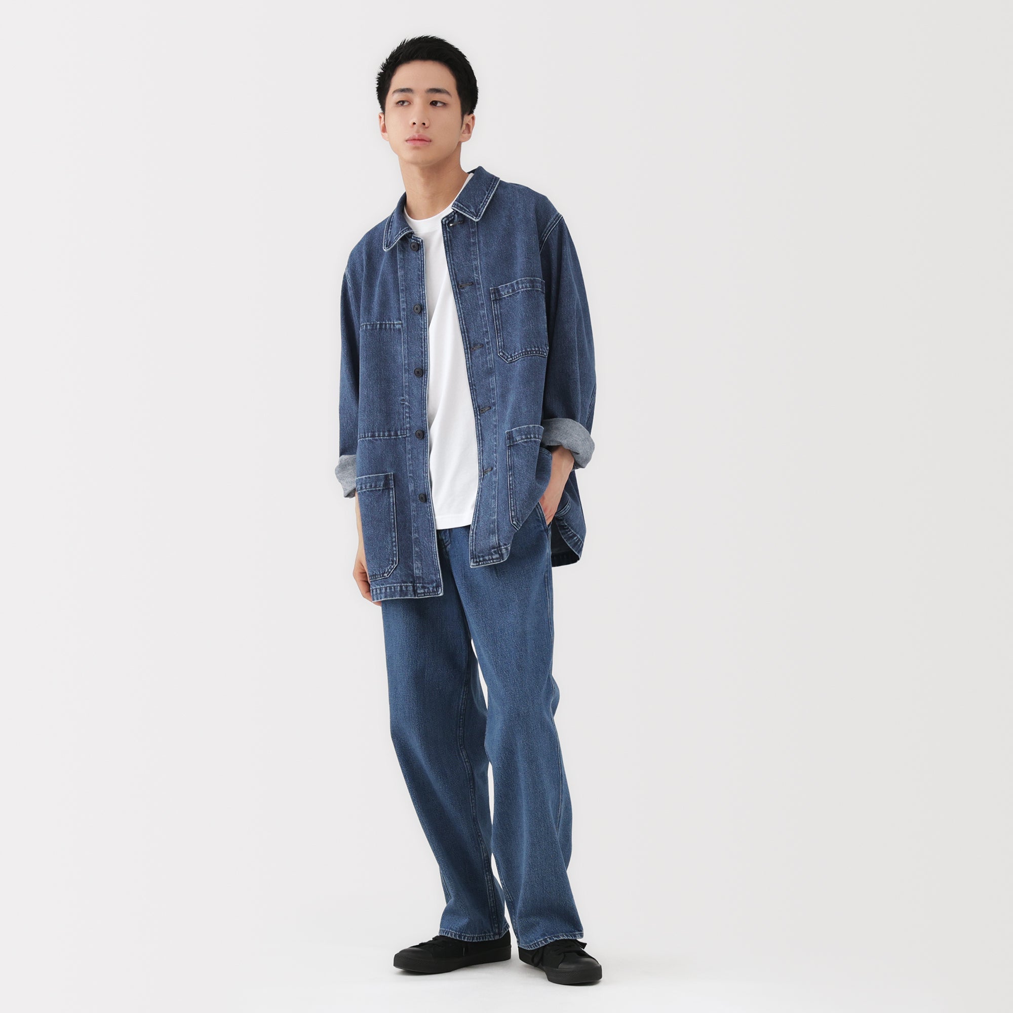 Kapok Blend Denim Coverall Jacket
