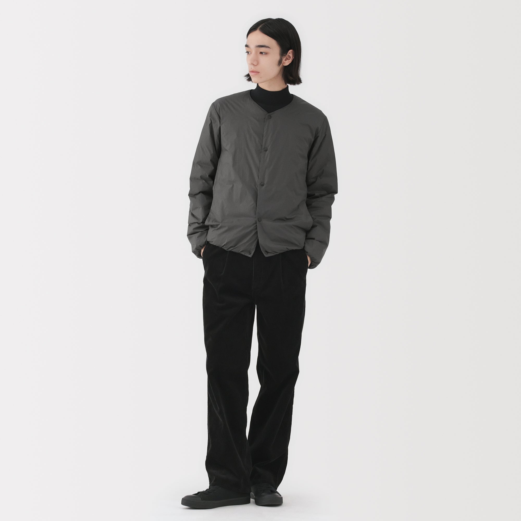 Lightweight Down Collarless Jacket