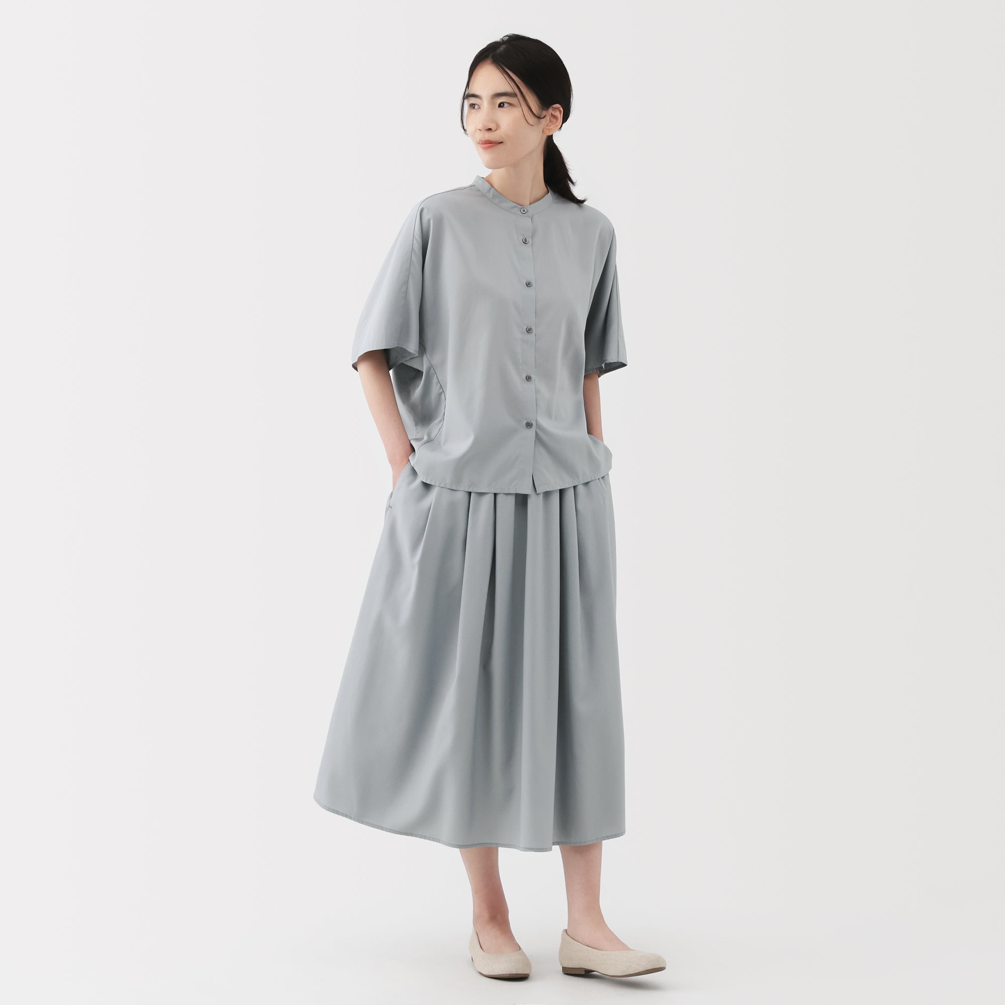 Lyocell Blend Flared Skirt