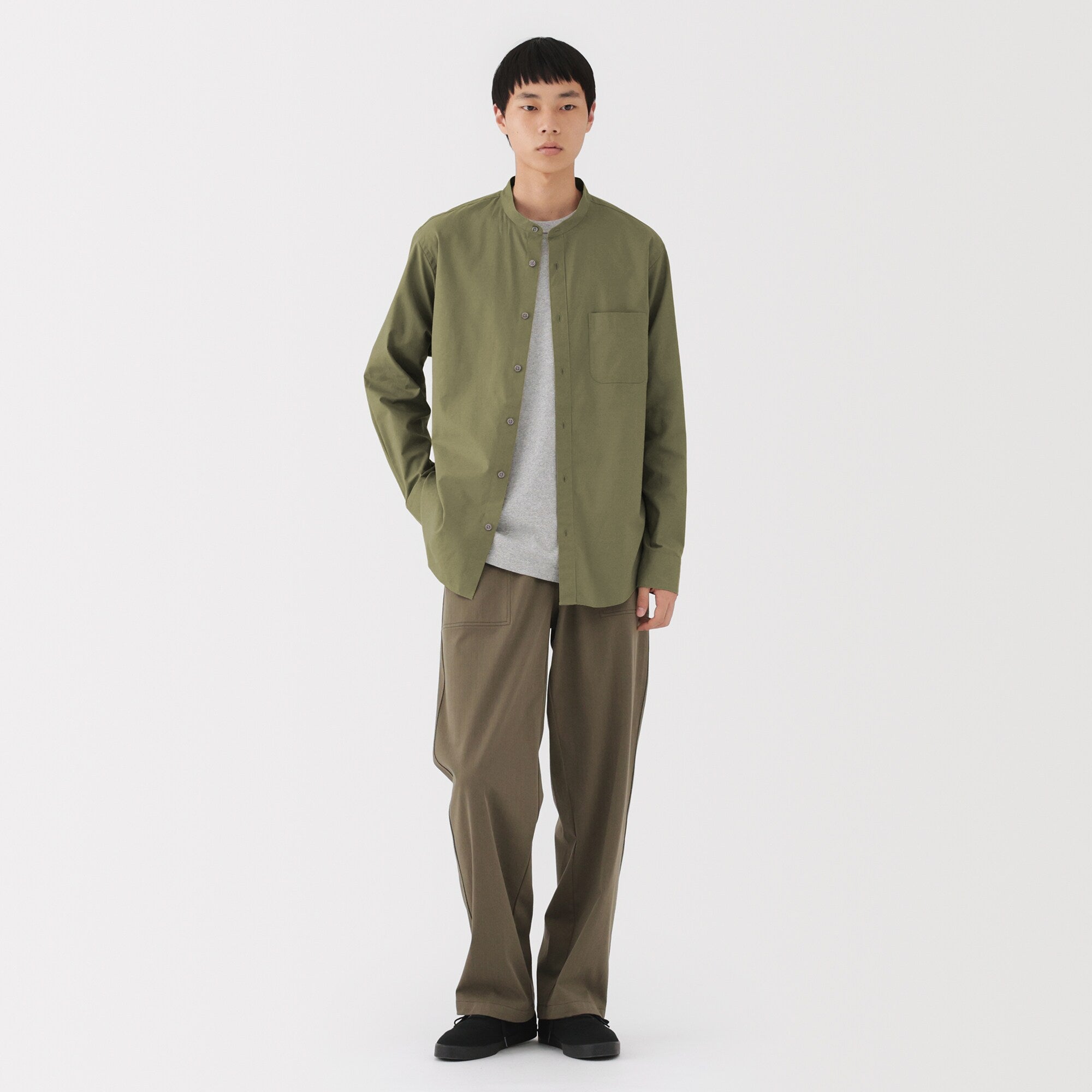 Broadcloth Stand Collar Shirt
