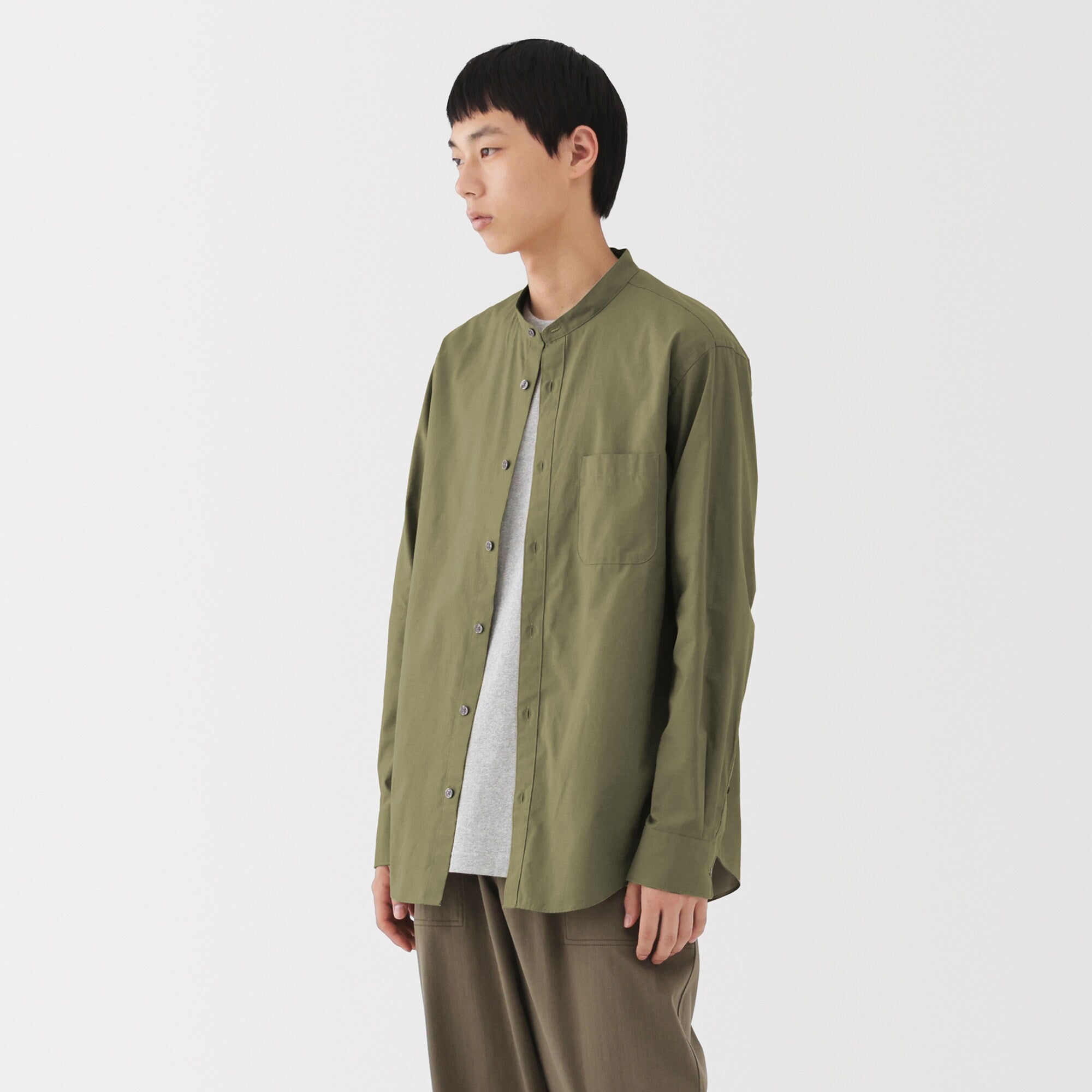 Broadcloth Stand Collar Shirt
