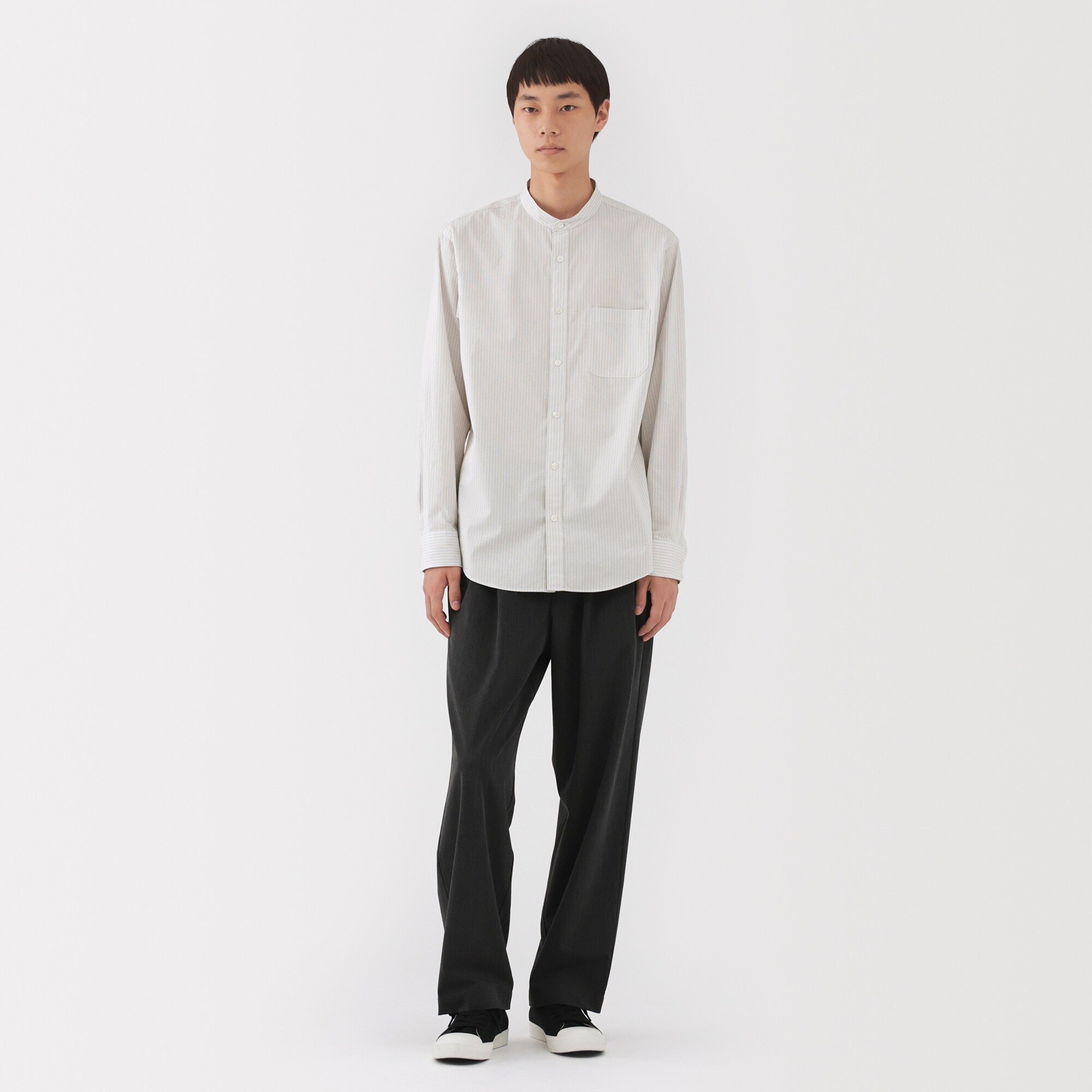 Broadcloth Stand Collar Shirt