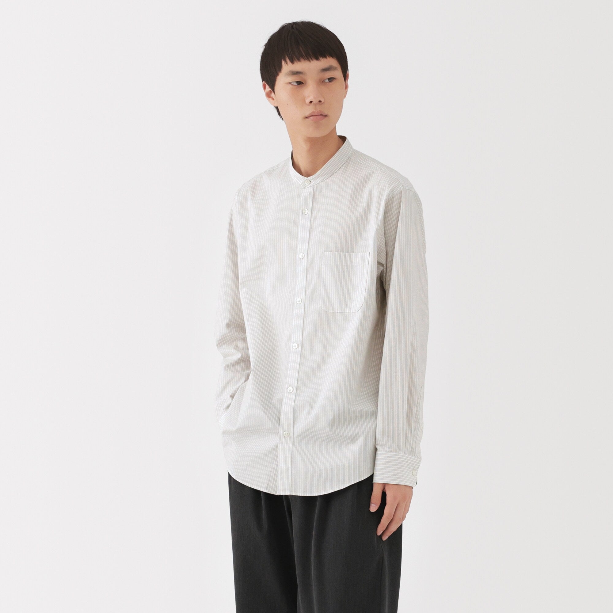 Broadcloth Stand Collar Shirt