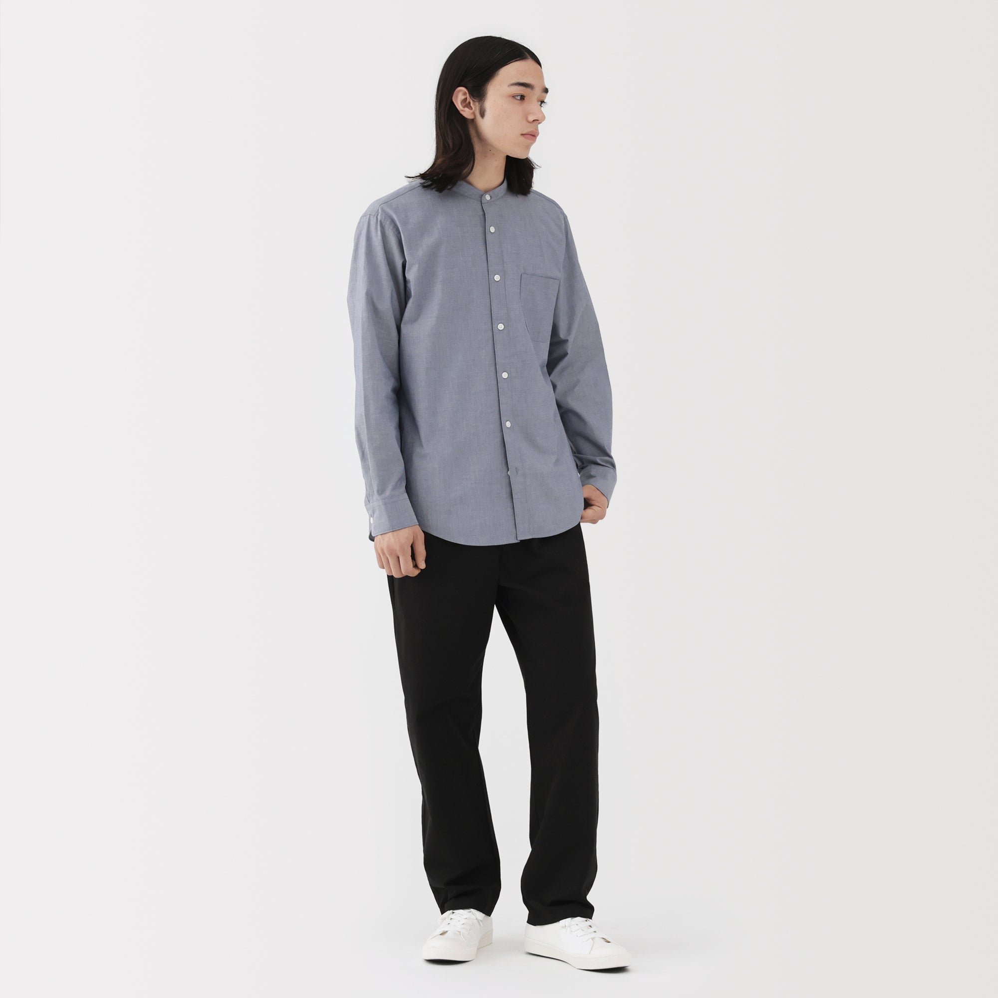 Broadcloth Stand Collar Shirt