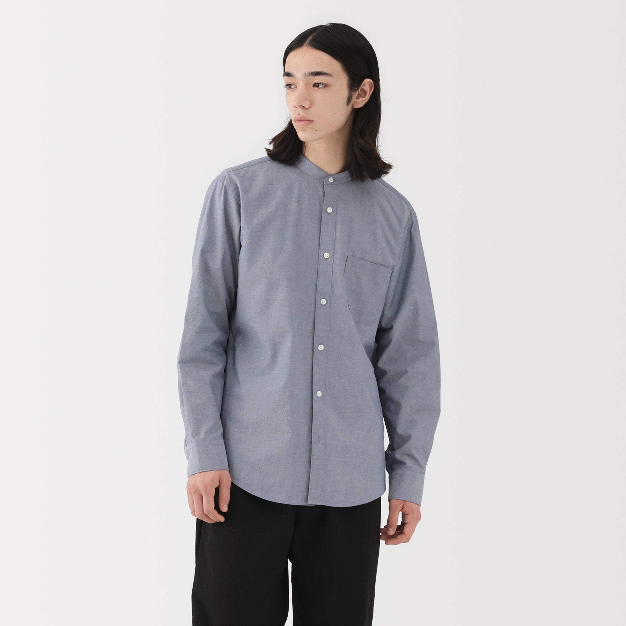 Broadcloth Stand Collar Shirt