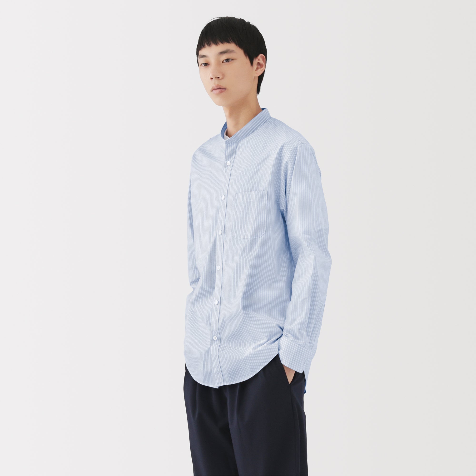Broadcloth Stand Collar Shirt