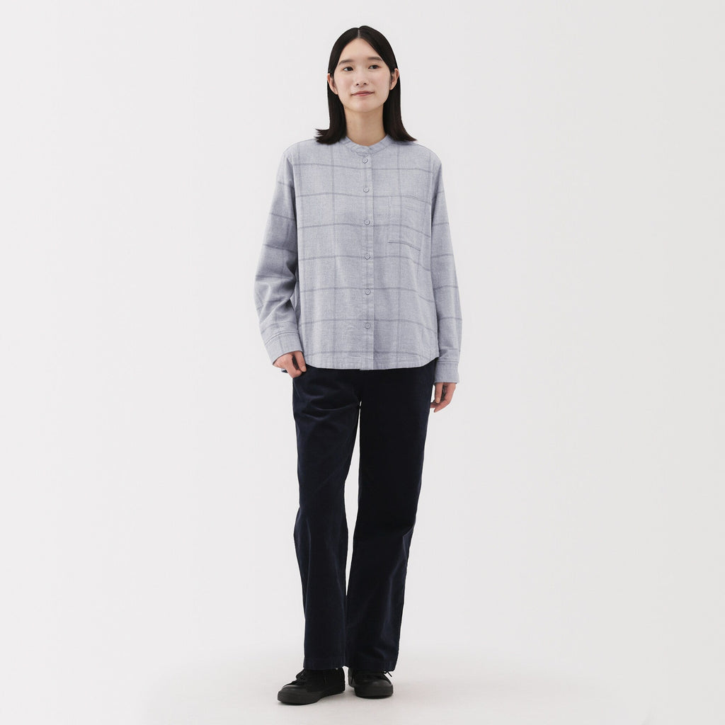 Flannel Stand Collar Shirt