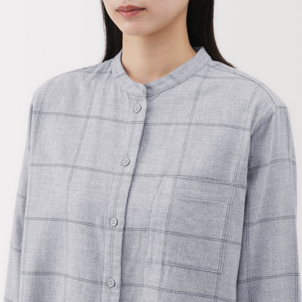 Flannel Stand Collar Shirt