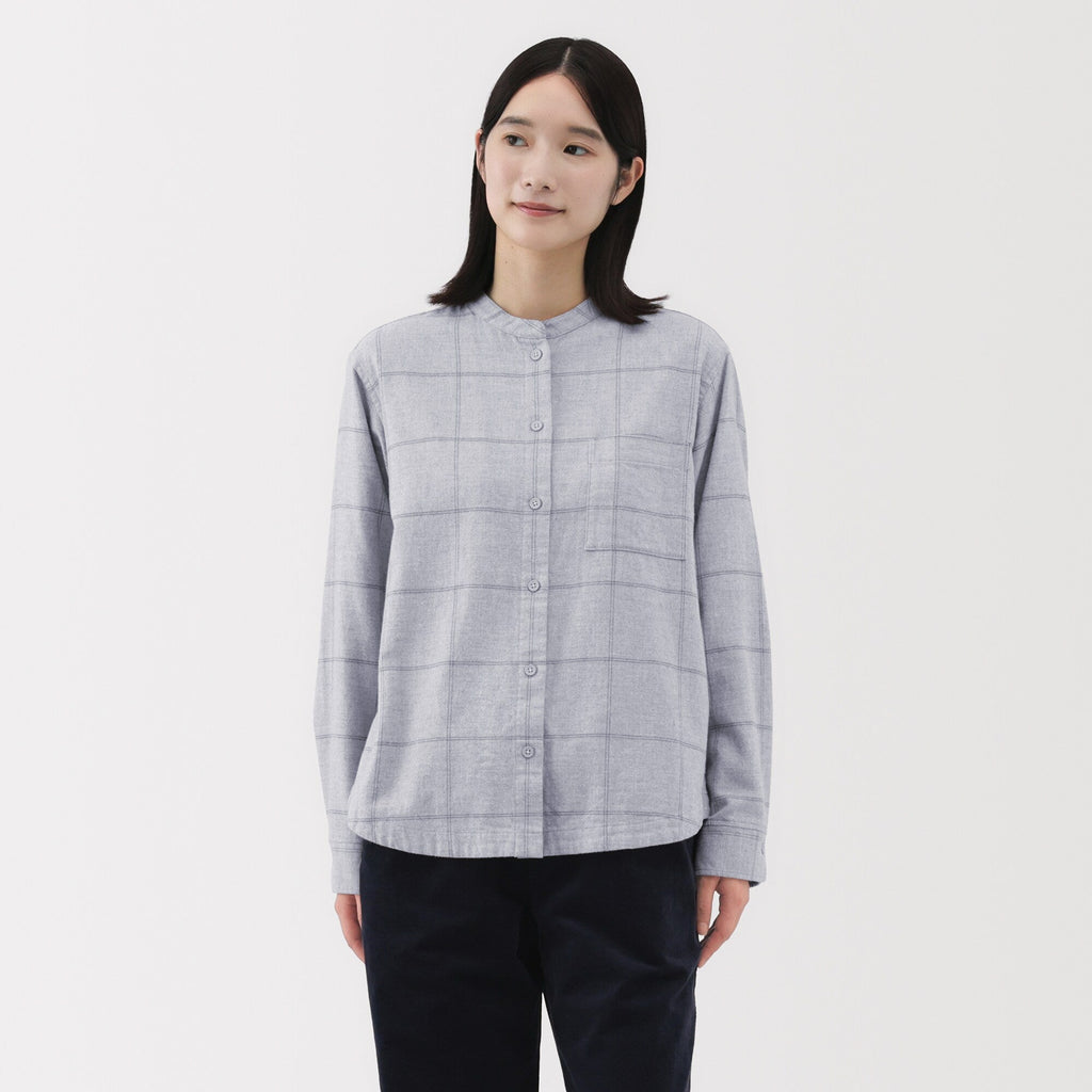 Flannel Stand Collar Shirt