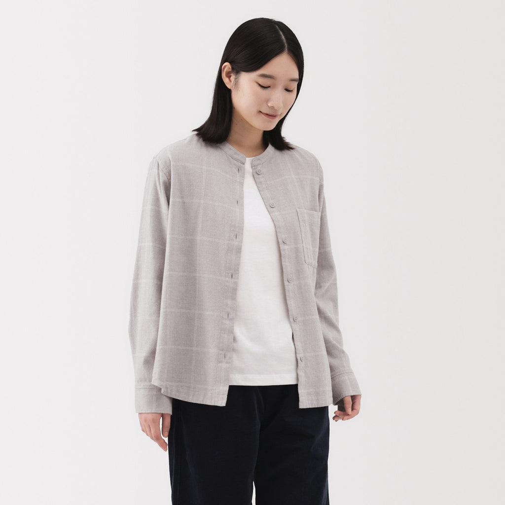 Flannel Stand Collar Shirt