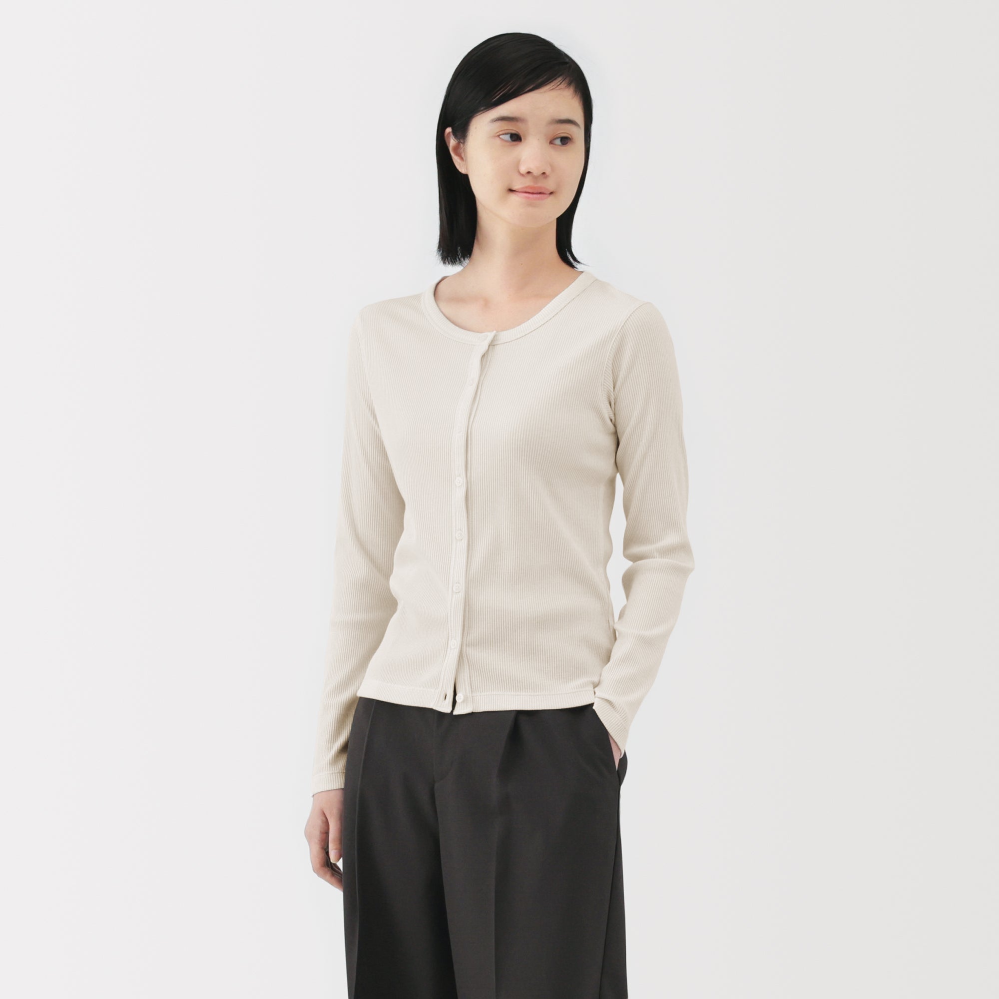 Lyocell Blend Rib Cardigan