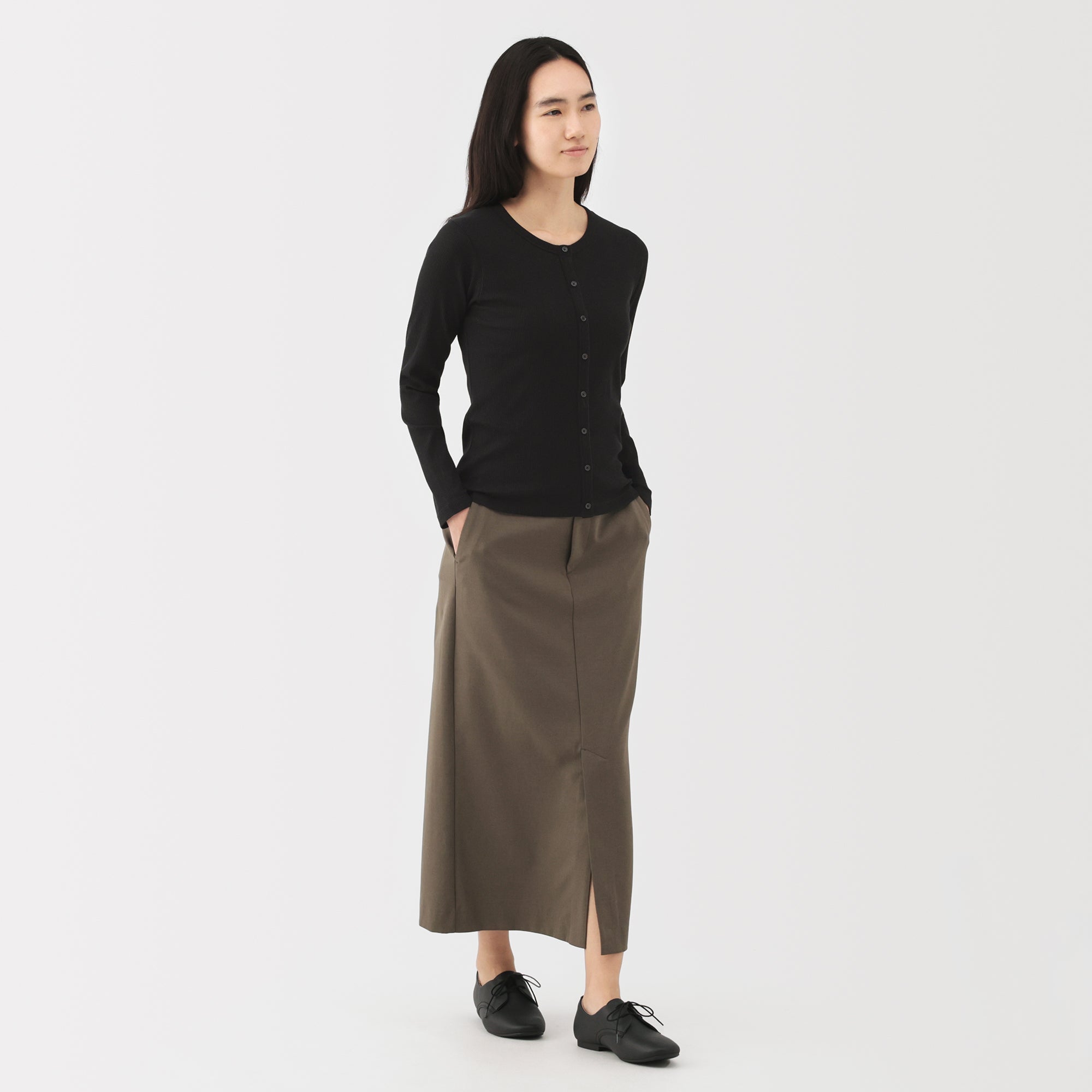 Lyocell Blend Rib Cardigan