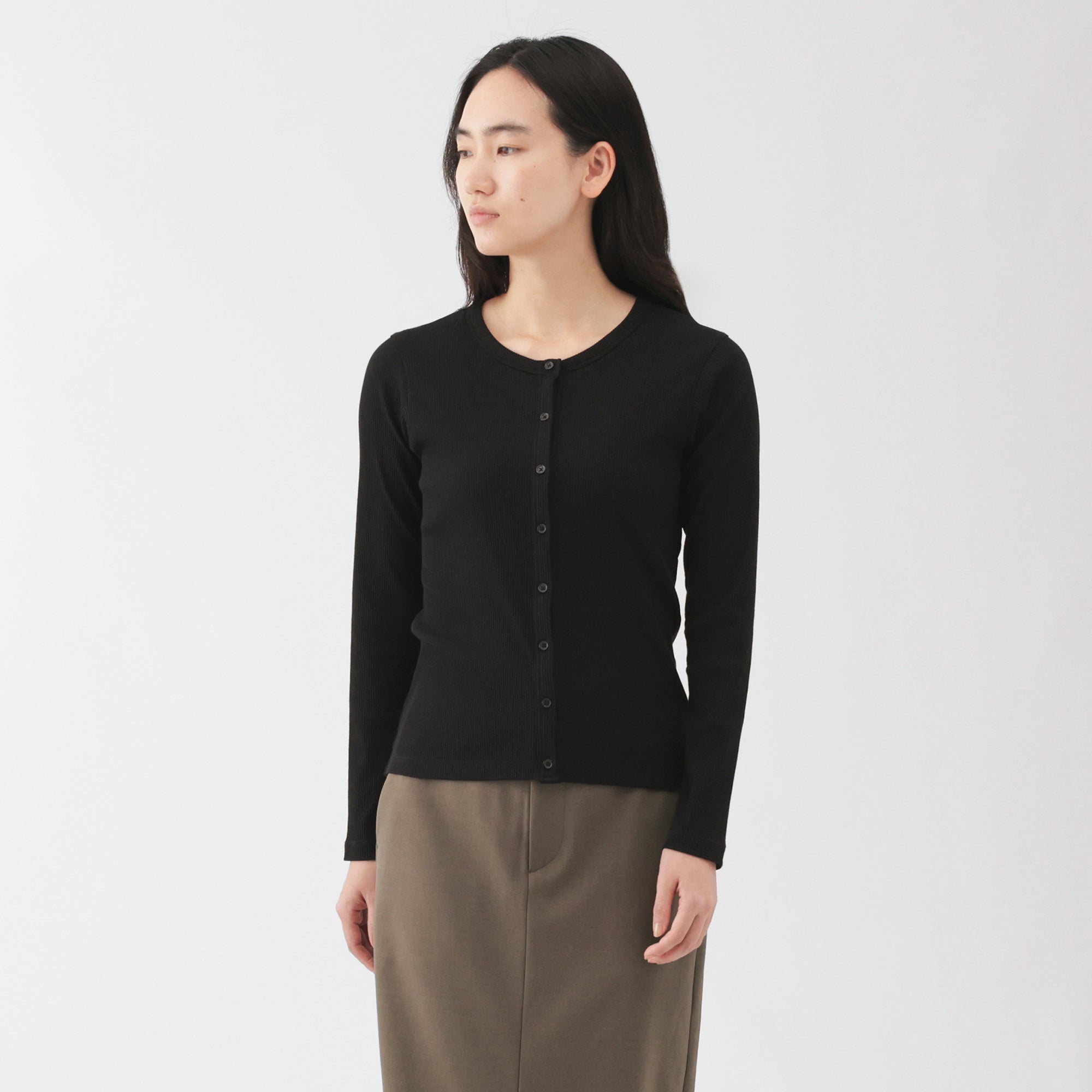 Lyocell Blend Rib Cardigan