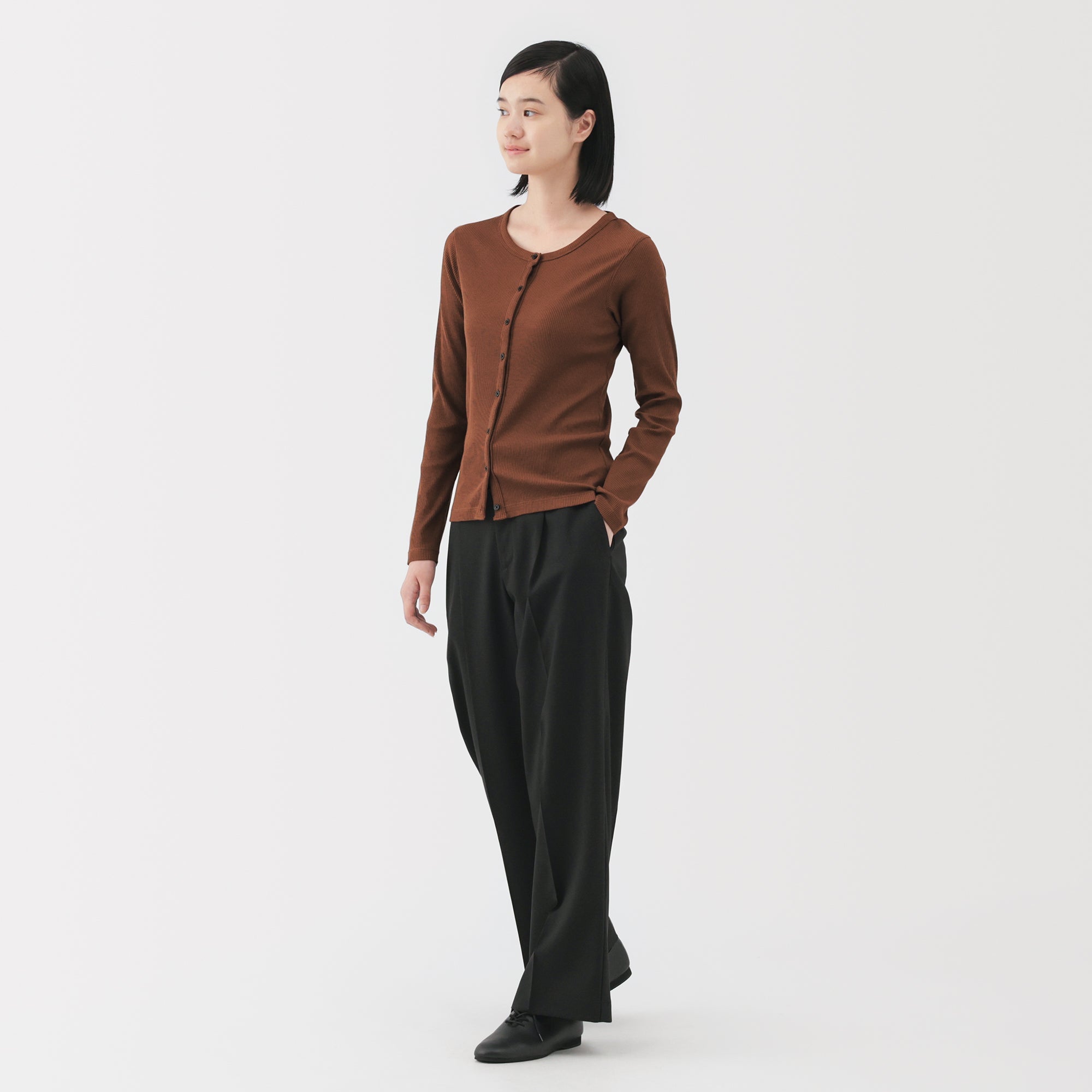 Lyocell Blend Rib Cardigan