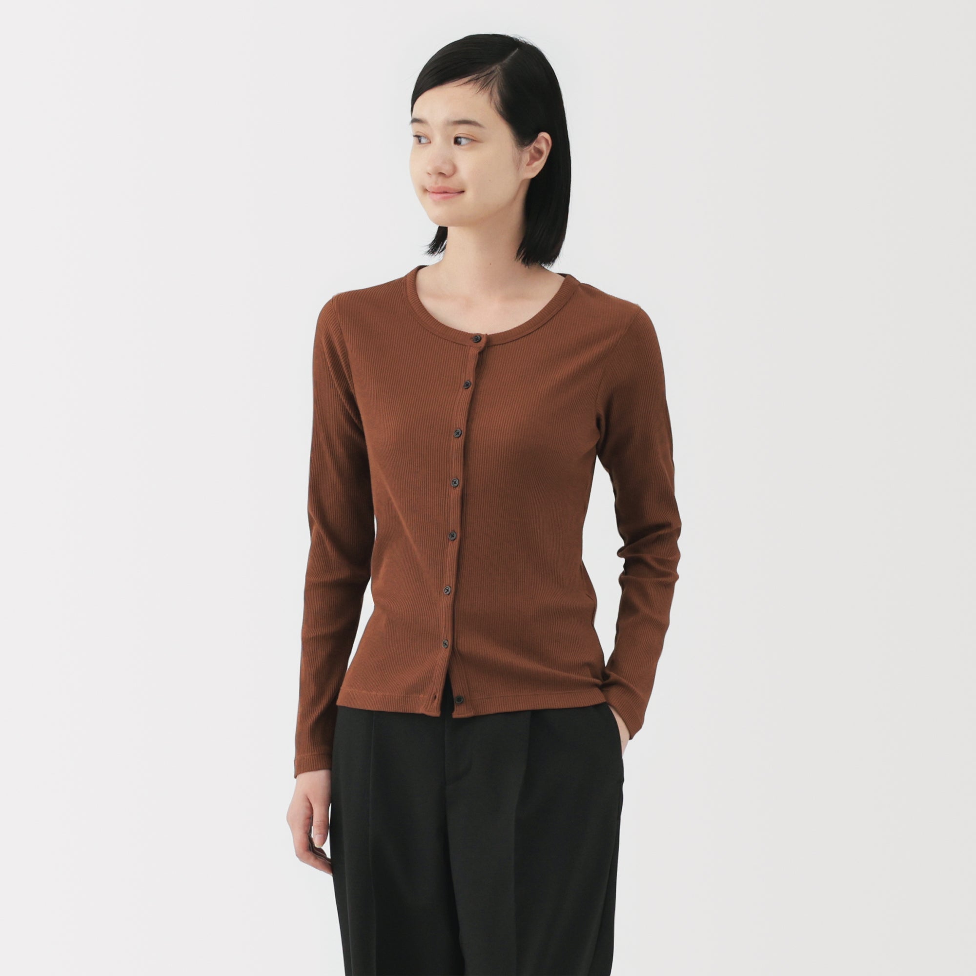 Lyocell Blend Rib Cardigan