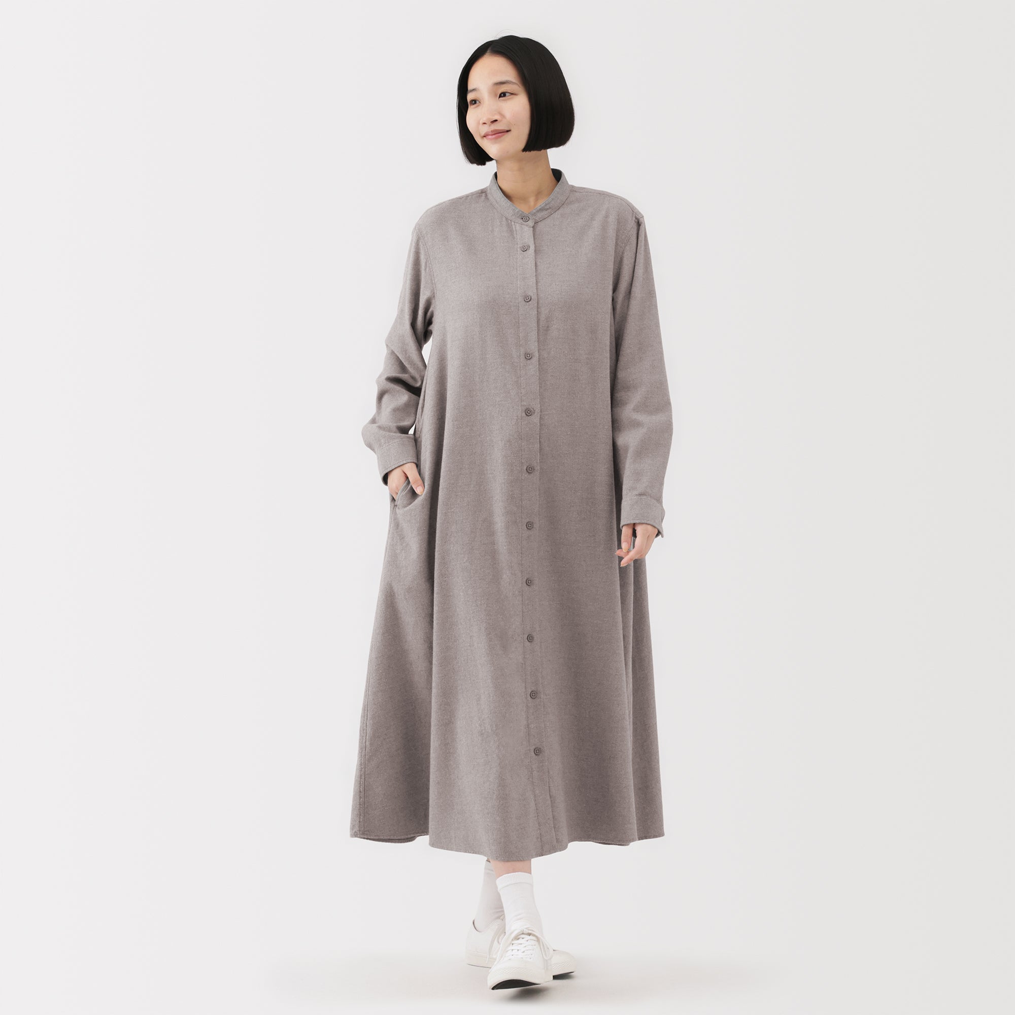 Flannel Stand Collar Dress