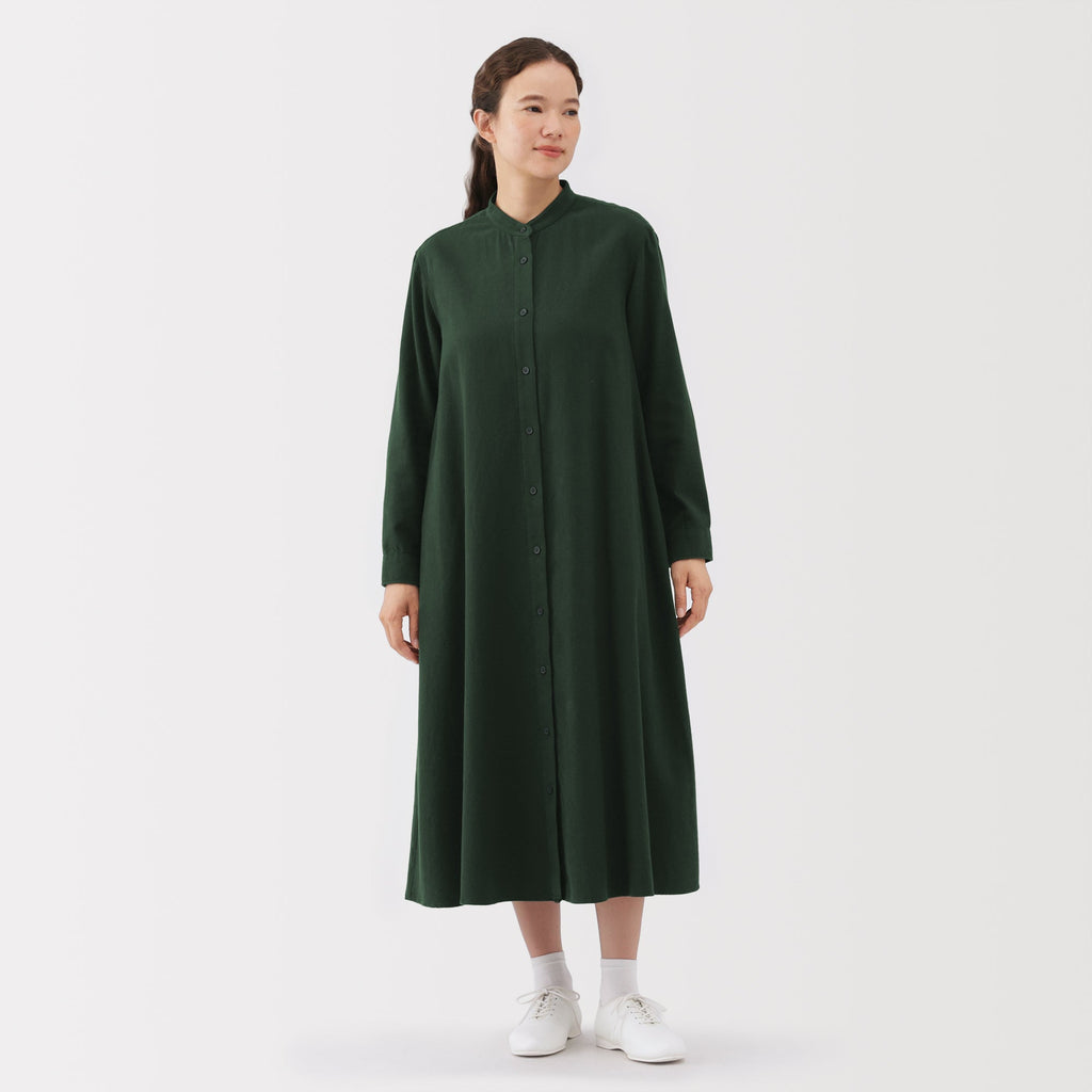 Flannel Stand Collar Dress