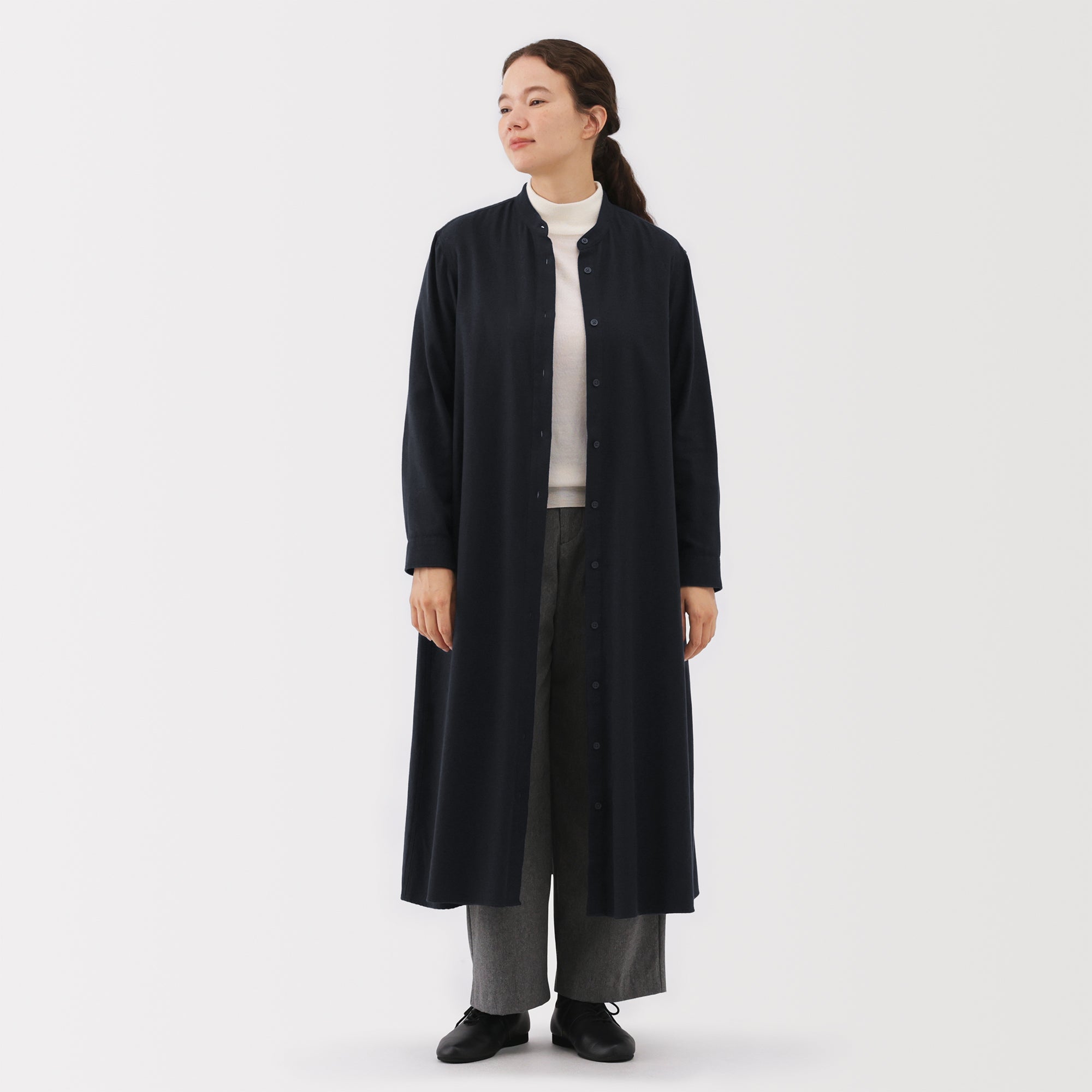 Flannel Stand Collar Dress