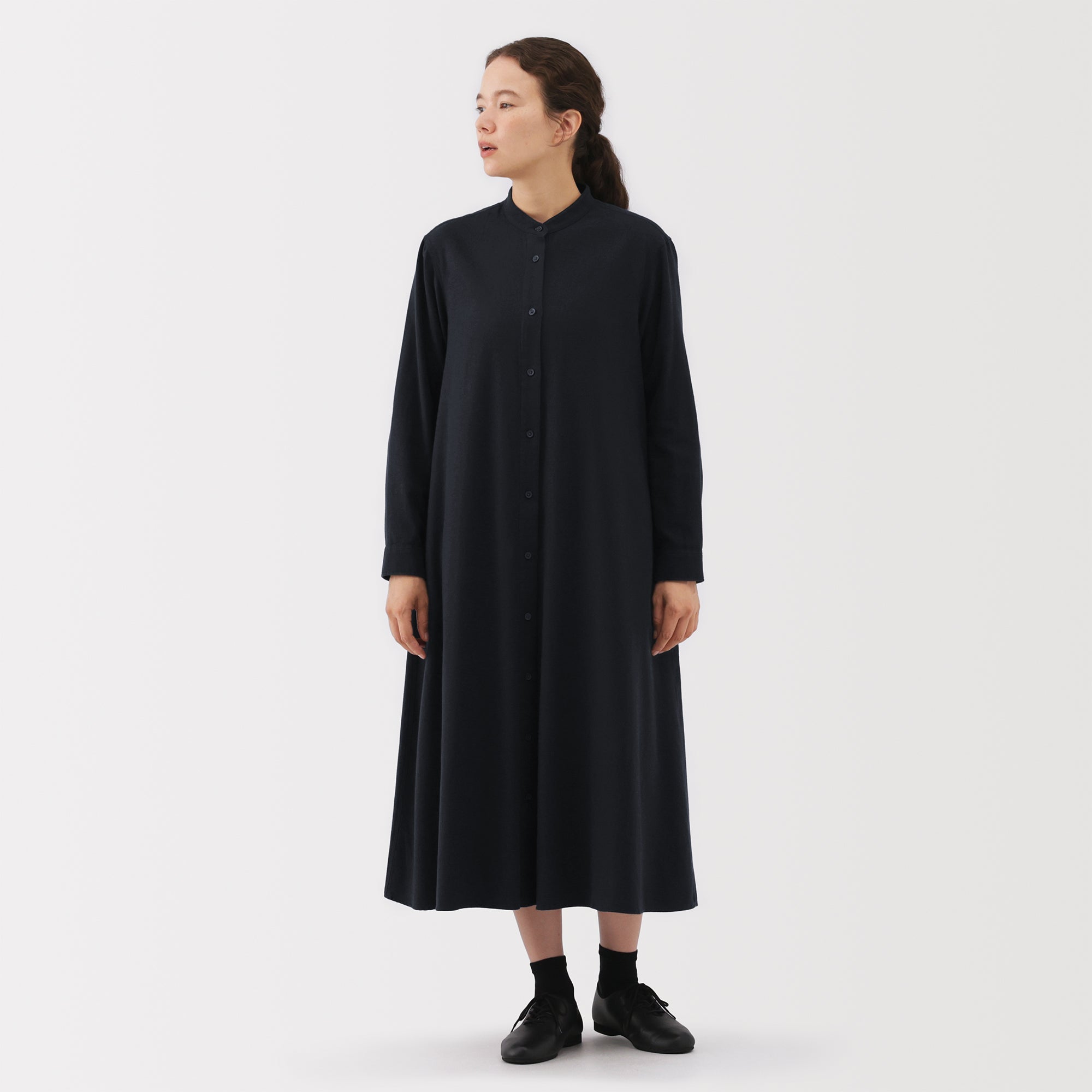 Flannel Stand Collar Dress