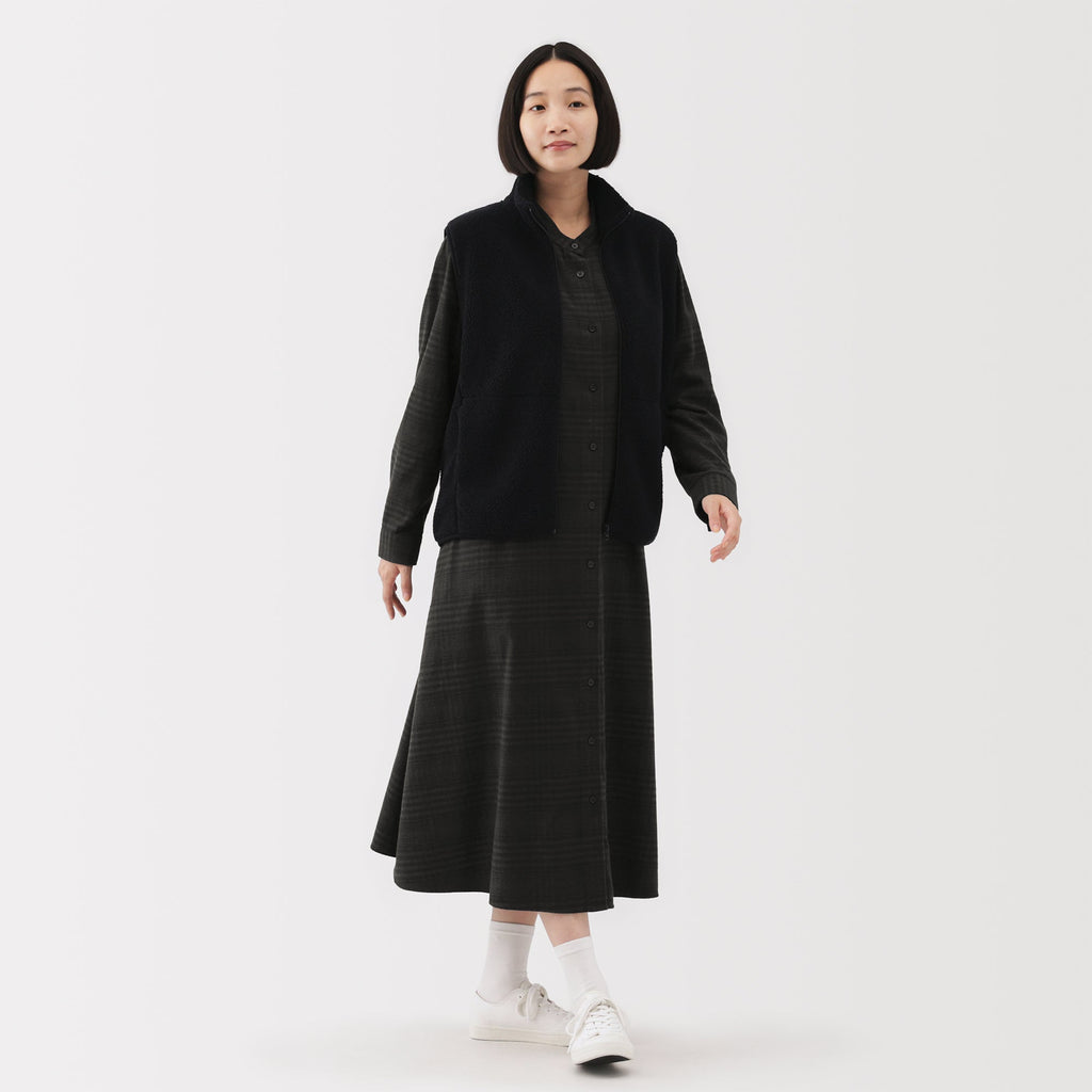 Flannel Stand Collar Dress