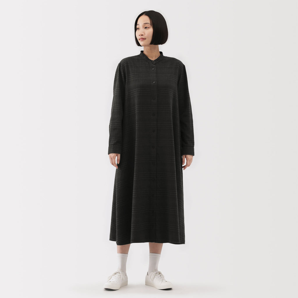 Flannel Stand Collar Dress