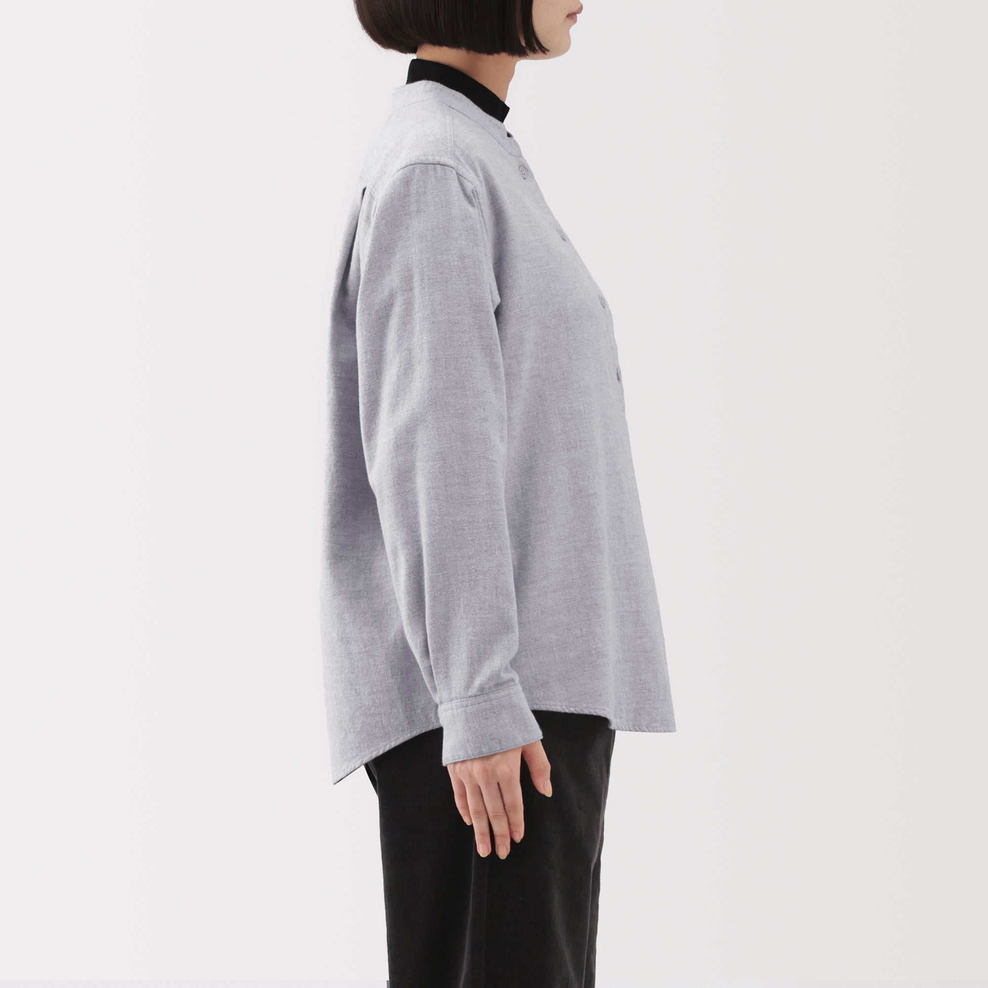 Flannel Stand Collar Blouse