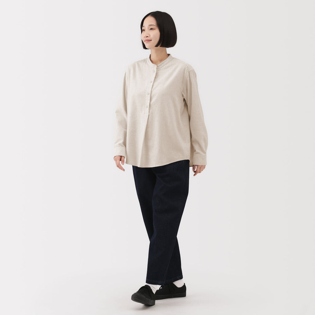 Flannel Stand Collar Blouse