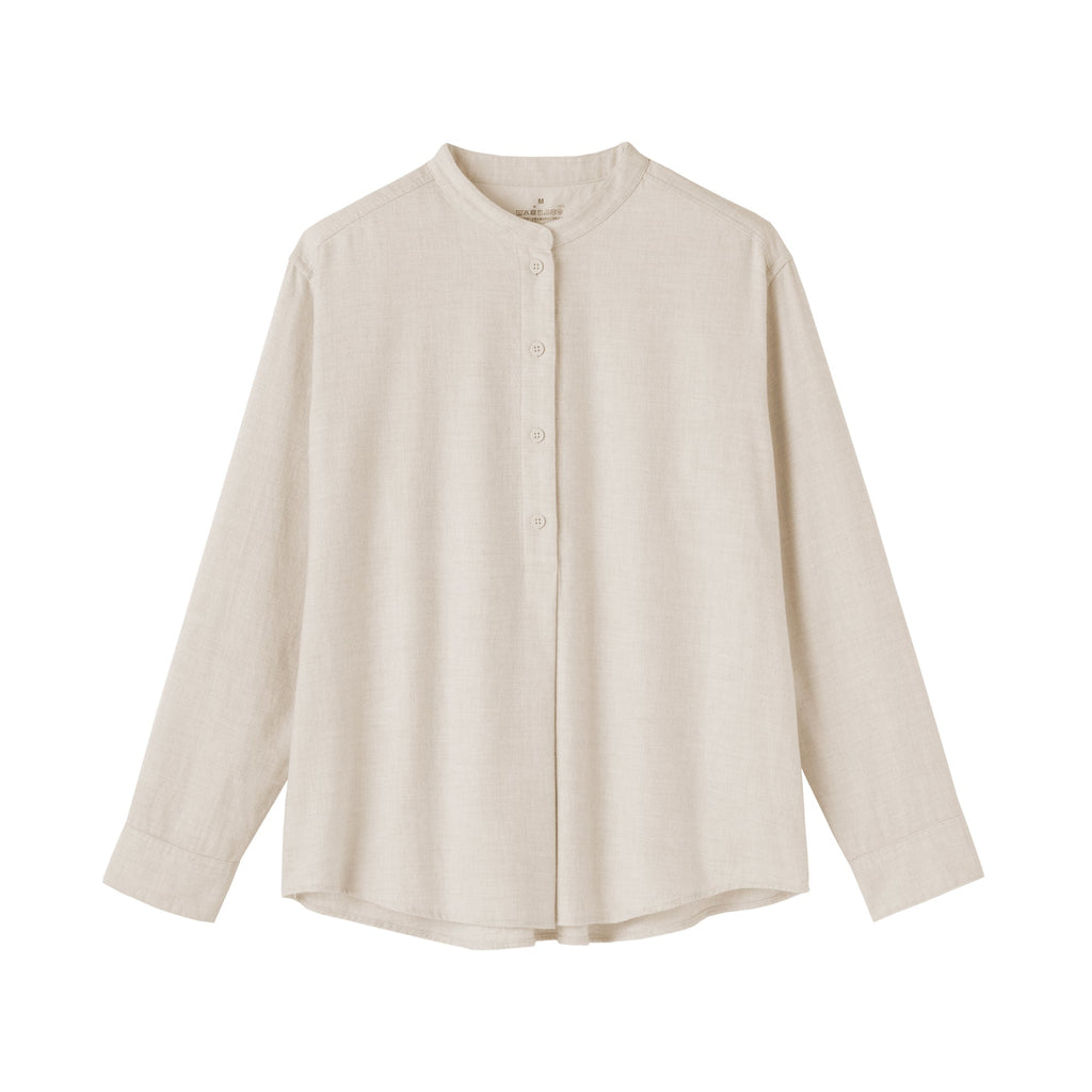 Flannel Stand Collar Blouse