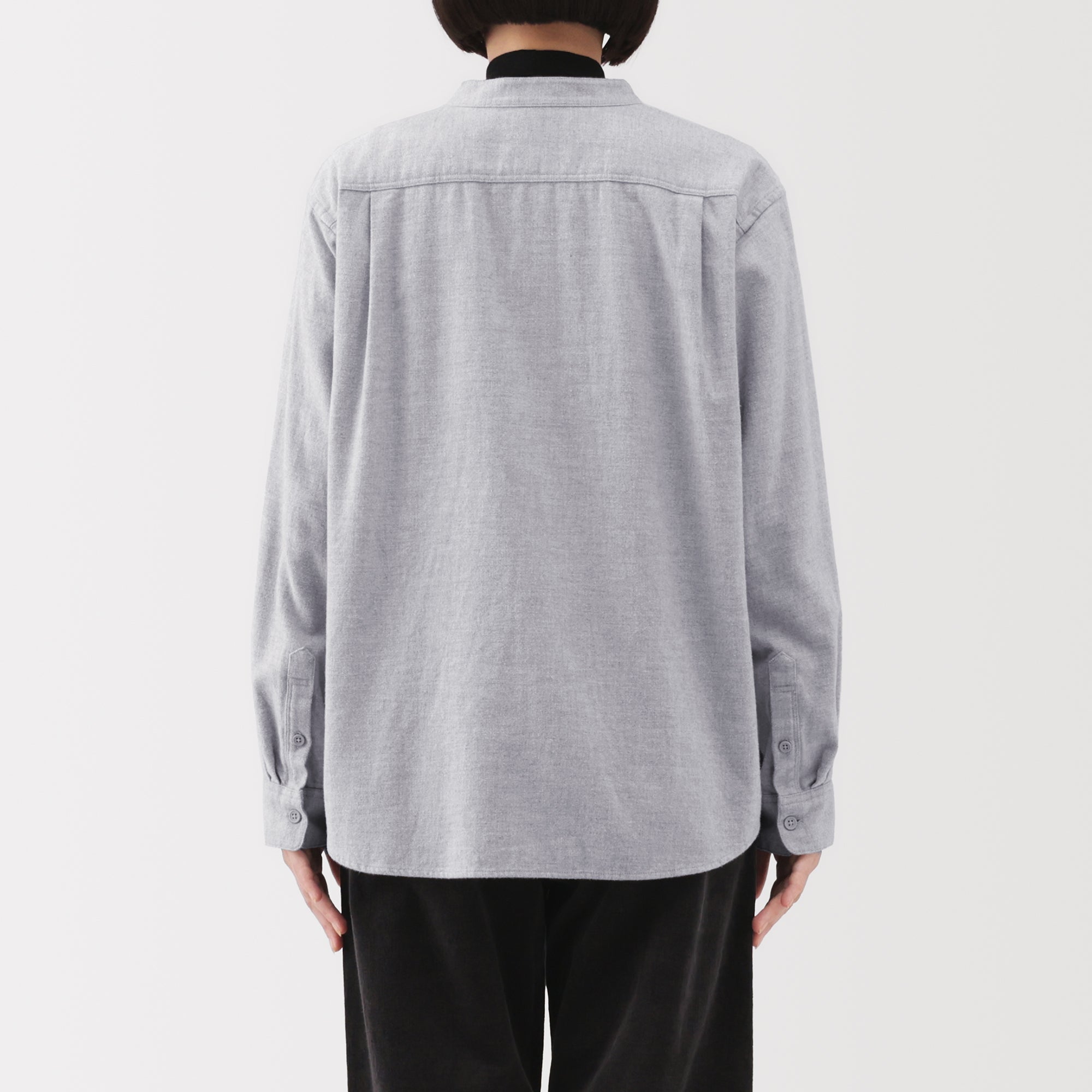 Flannel Stand Collar Blouse