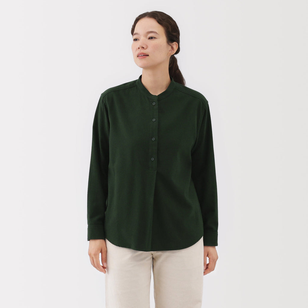 Flannel Stand Collar Blouse