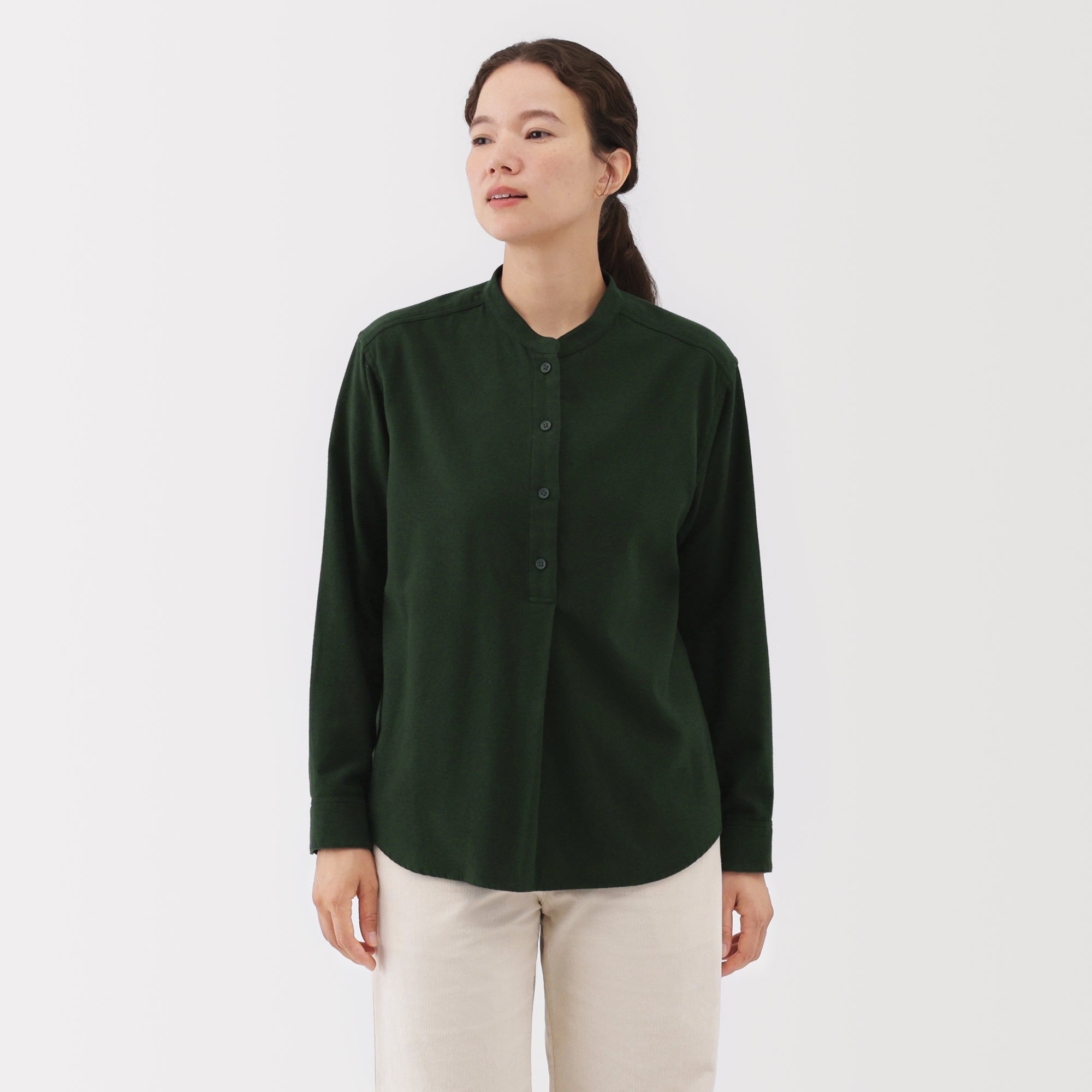 Flannel Stand Collar Blouse