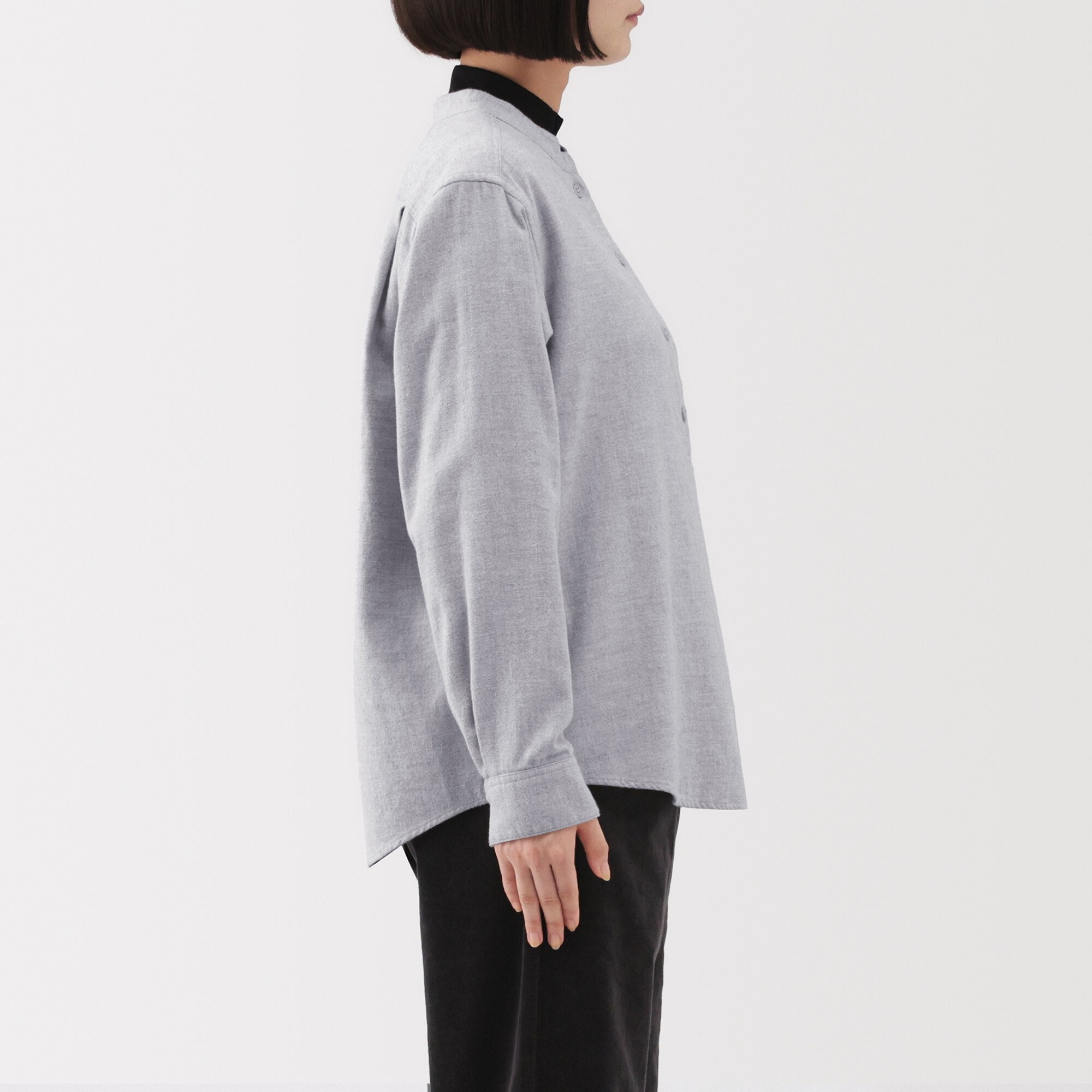 Flannel Stand Collar Blouse