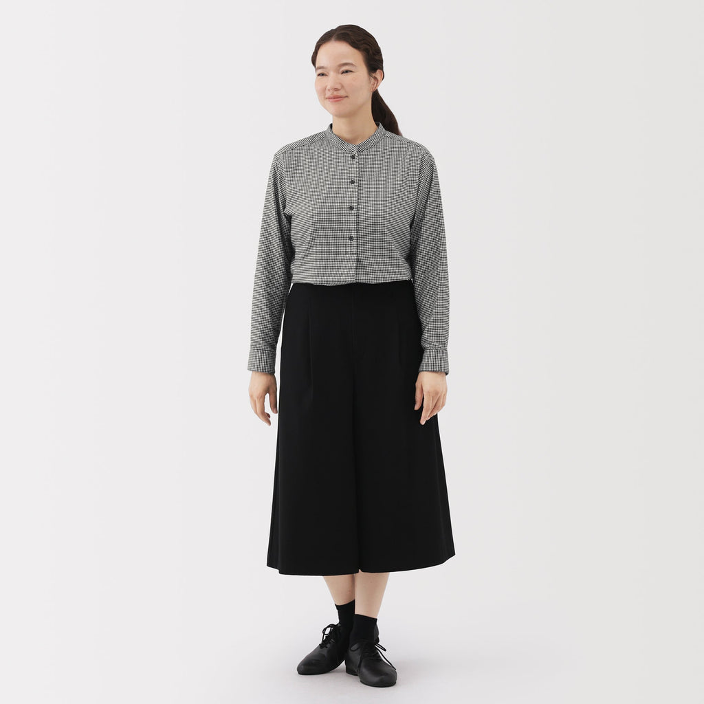 Flannel Stand Collar Blouse